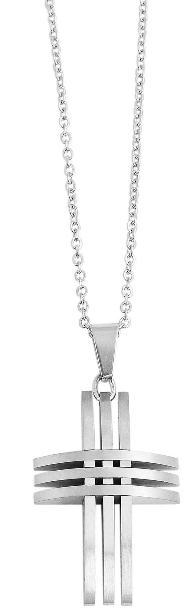 "Blanca" Edelstahl Ankerkette mit Anhänger - Kreuz, 43 + 5 cm, silberfarben