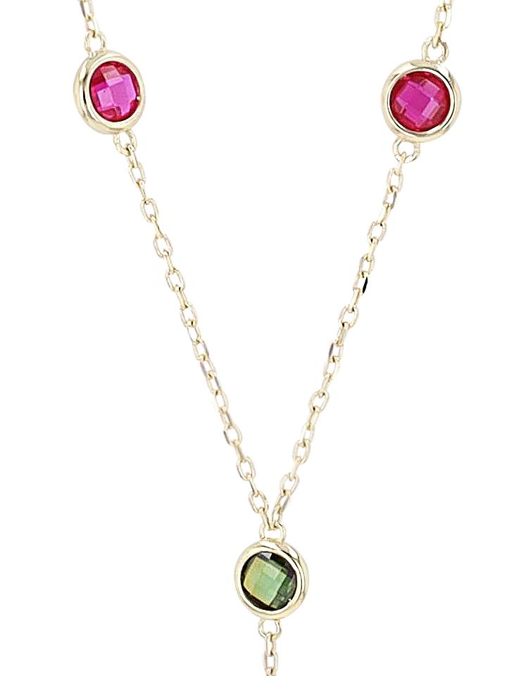 333/- Gold "Louna" Halskette mit farbenfrohem Besatz & Perle, 8 Karat