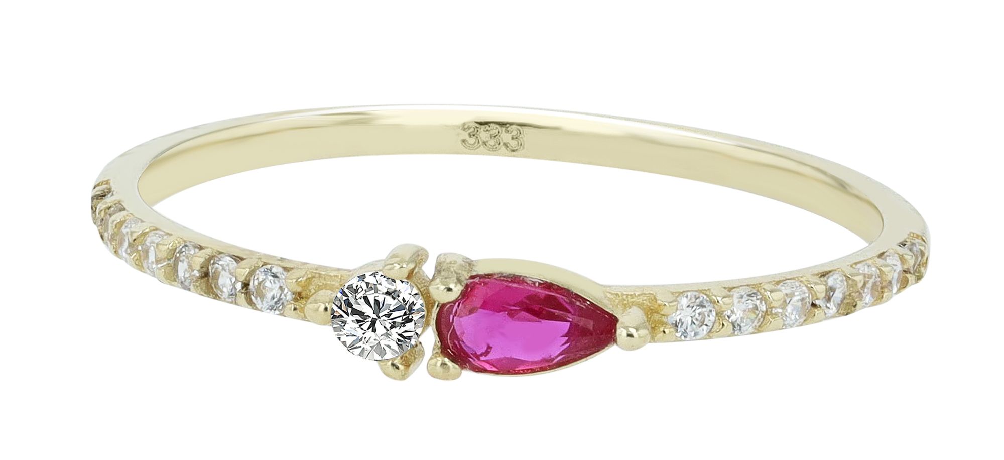 333/- Gold Ring "Eleanor" mit Zirkonia, 8 Karat, Gelbgold, Gr. 56