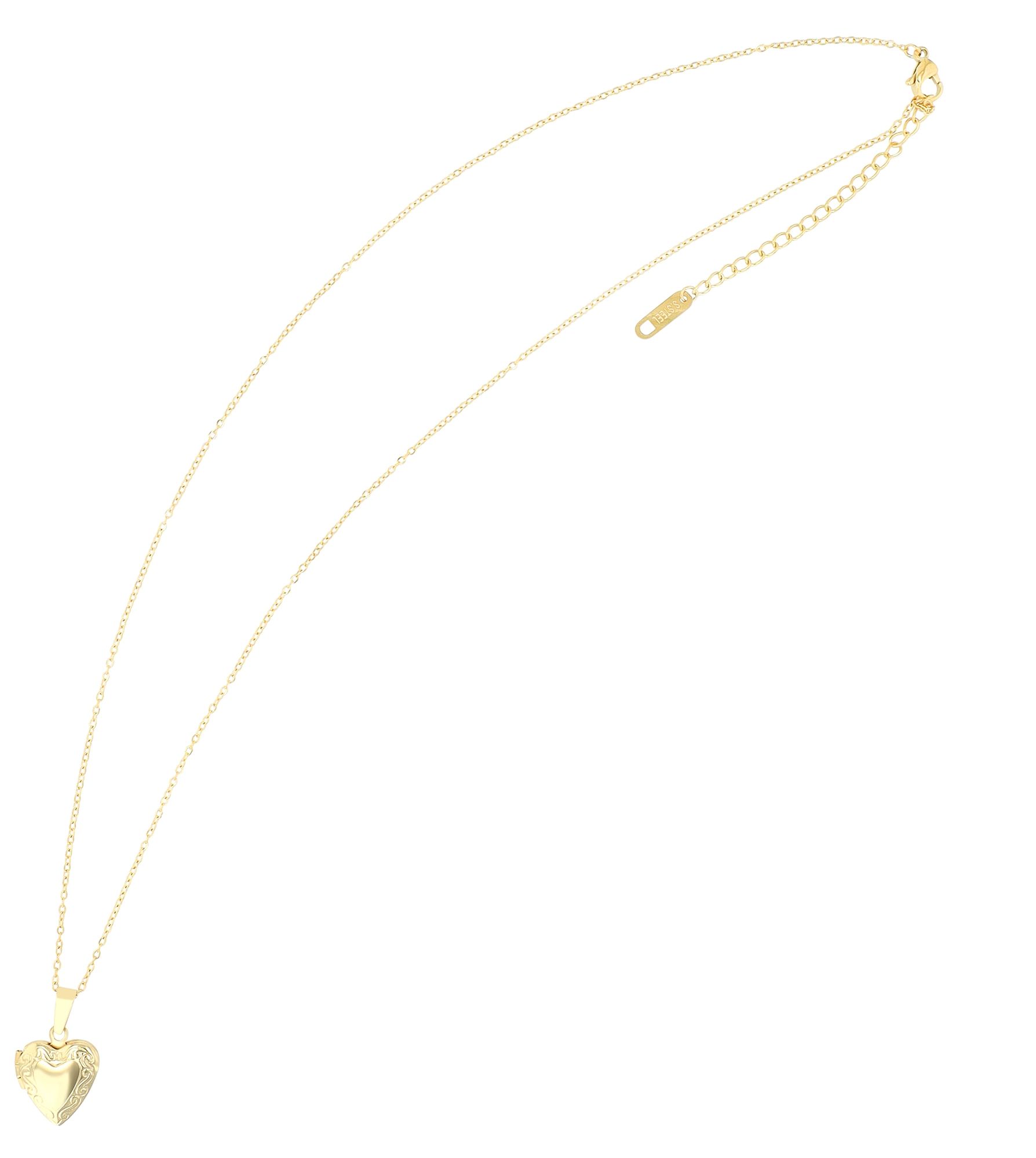 "Luxa" Edelstahl Halskette mit Herz-Medaillon, 43+5 cm, goldfarben