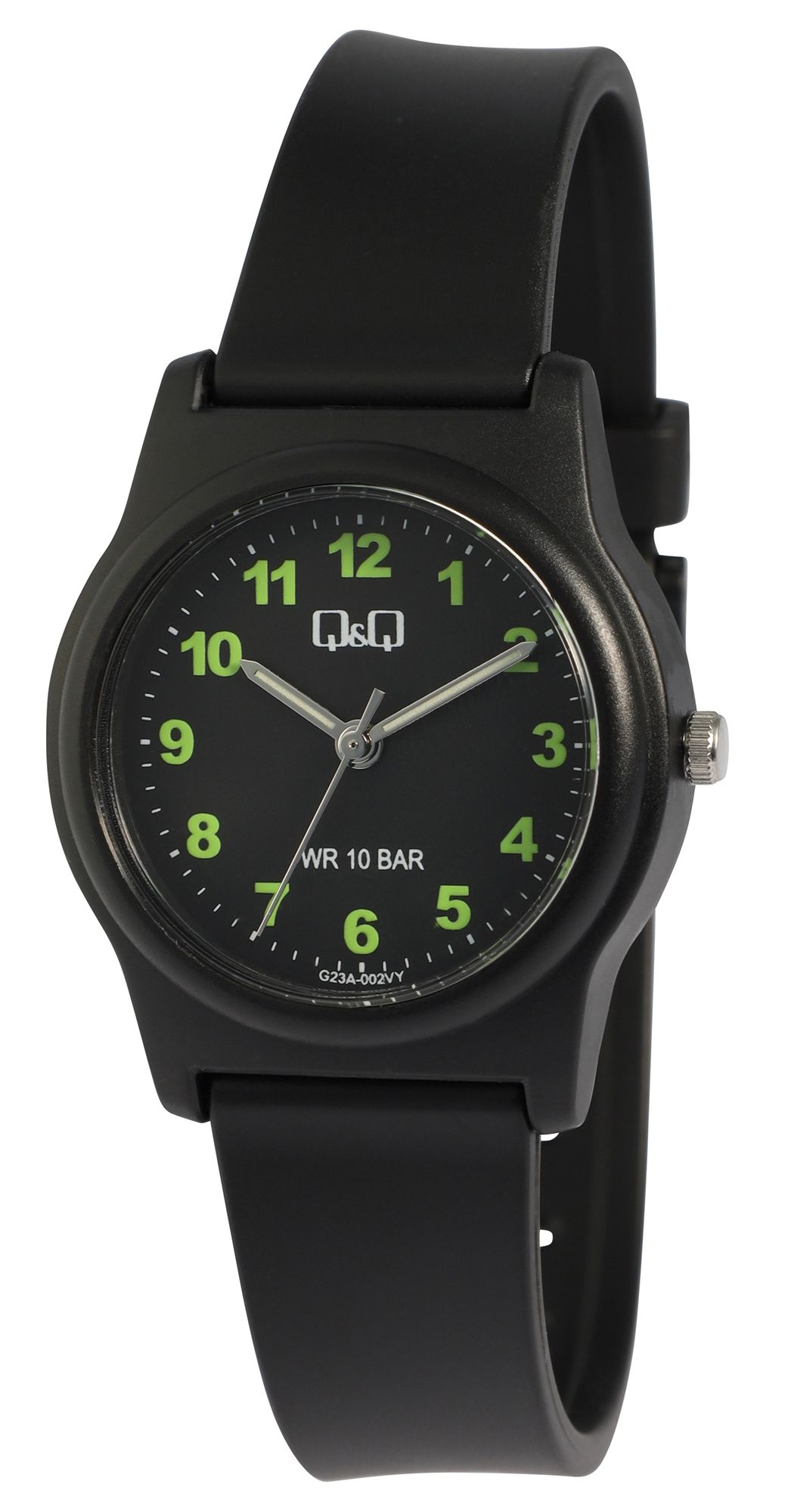 Q&Q Jugenduhr Ø 30 mm, Resinband, schwarz (grün)