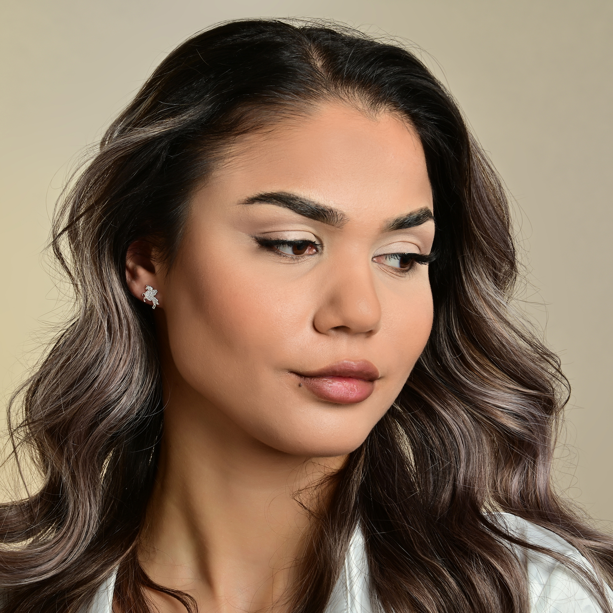 925/- Echt Silber Ohrstecker "Sophi" Einhorn, rhodiniert