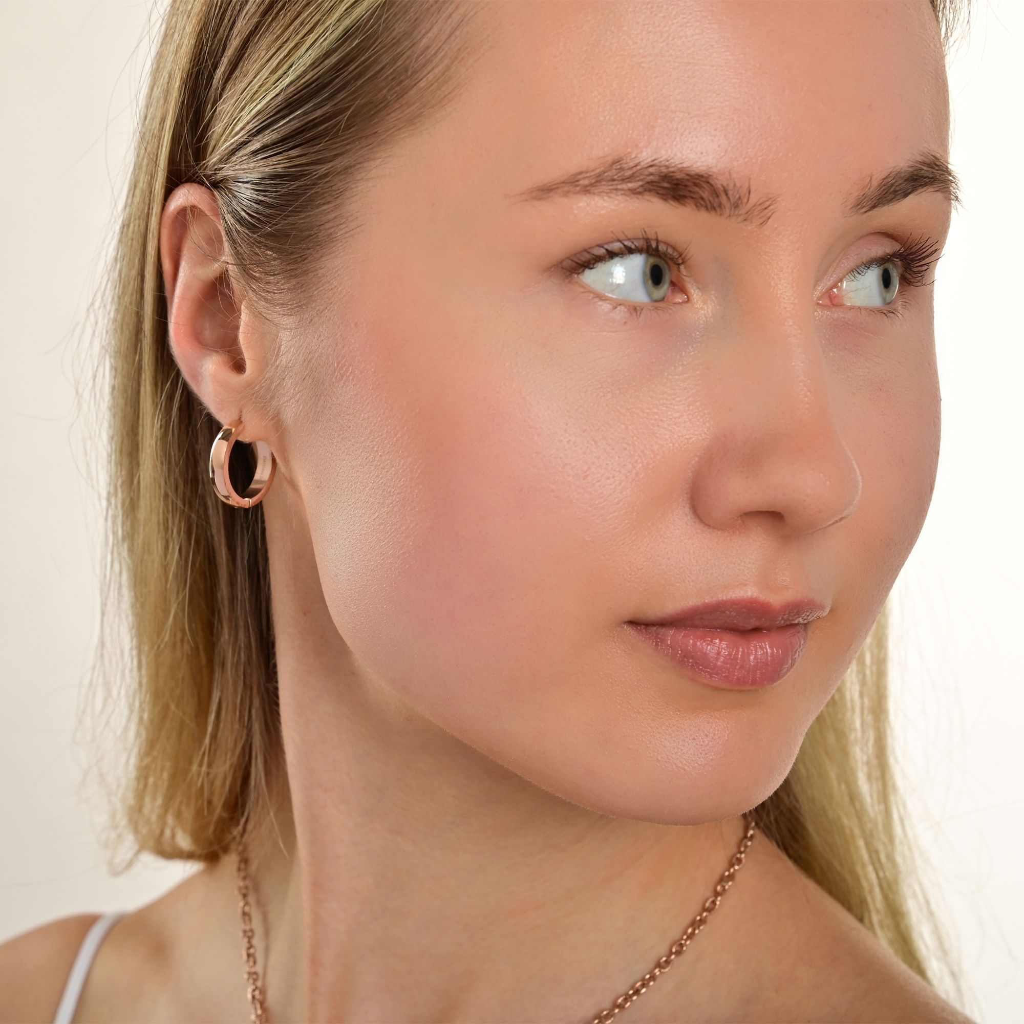 "Jolina", Edelstahl Klapp-Creolen, Ø 15 mm, roségoldfarben