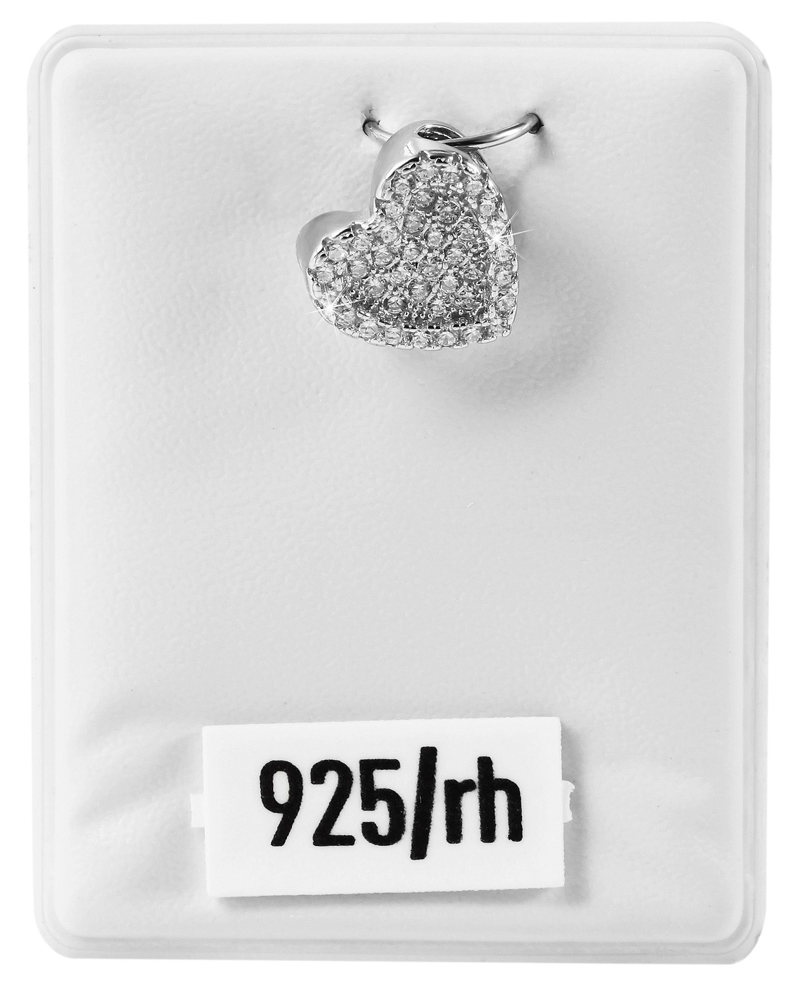 925/- Echt Silber Anhänger ohne Kette "Hajar", Herz mit Zirkoniabesatz, 925/rhodiniert