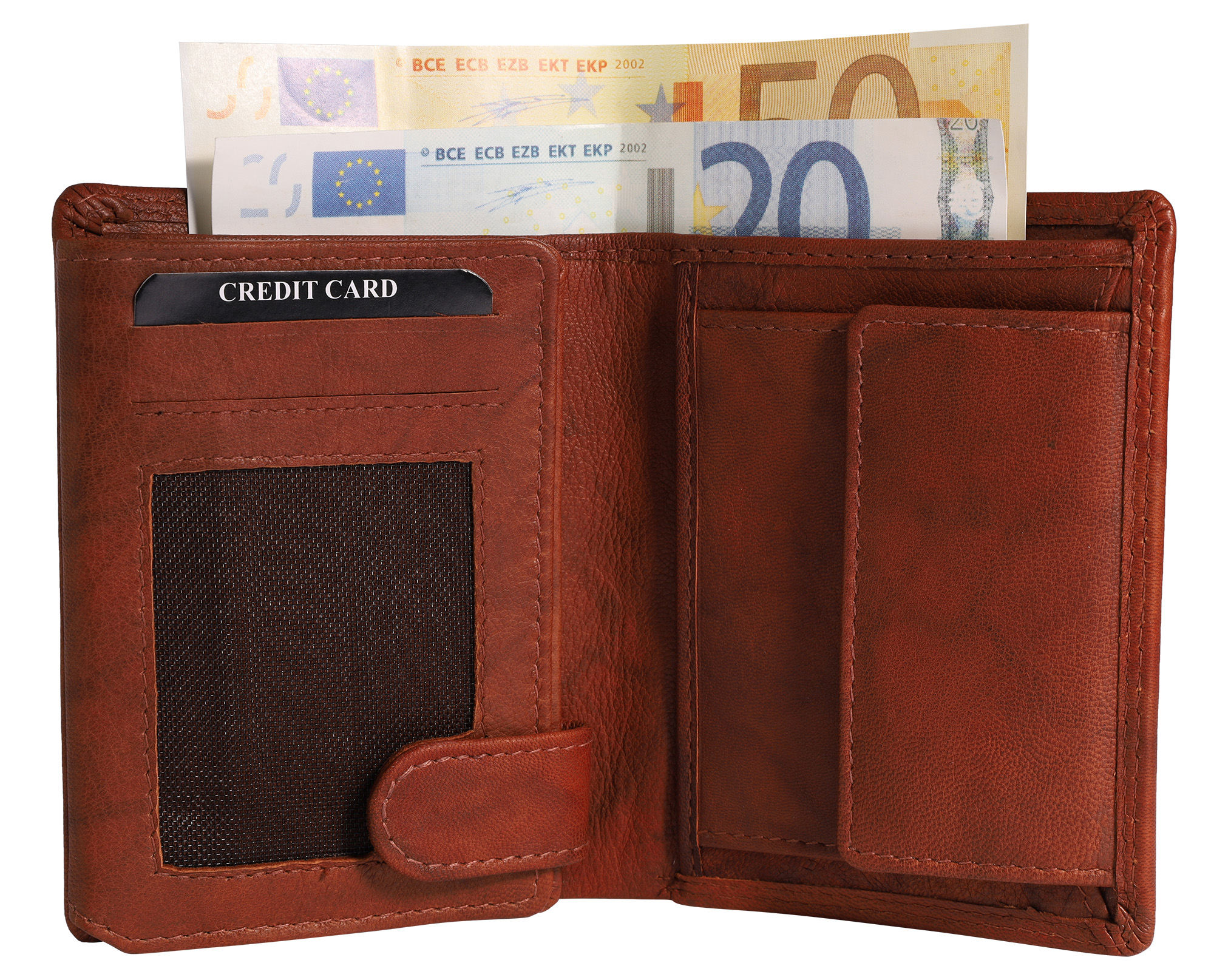 Leonardo Verrelli Echtleder (Antik) Geldbörse, RFID, Hochformat, braun (cognac)