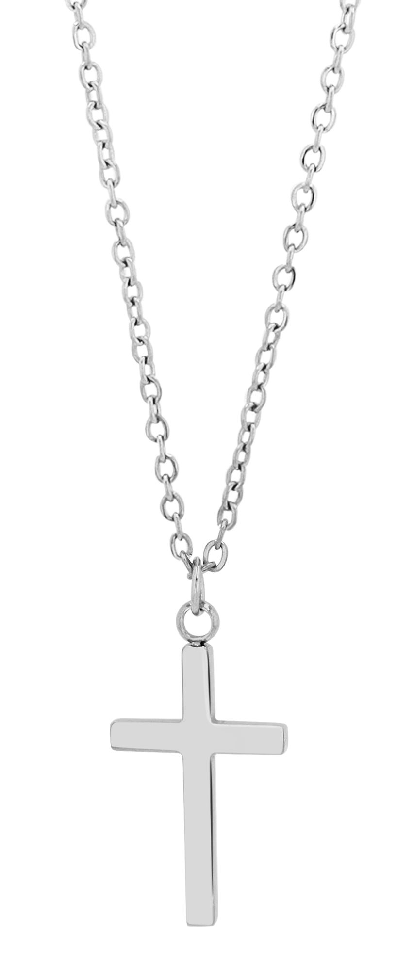 "Eila" Edelstahl Kette mit Anhänger - Kreuz, 42 + 5cm, silberfarben