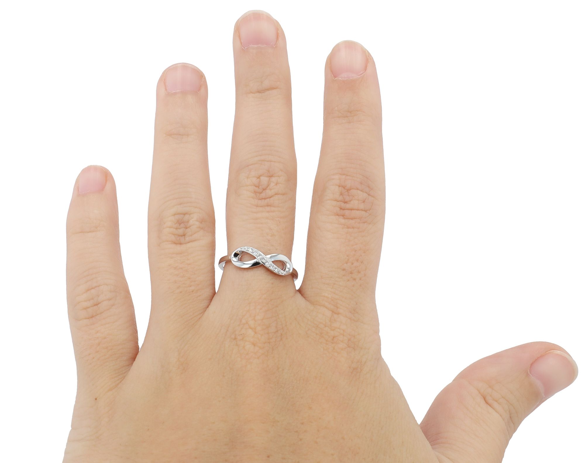 925 Echt Silber Ring, Infinity, Zirkoniabesatz, 925/rhodiniert, Gr. 54