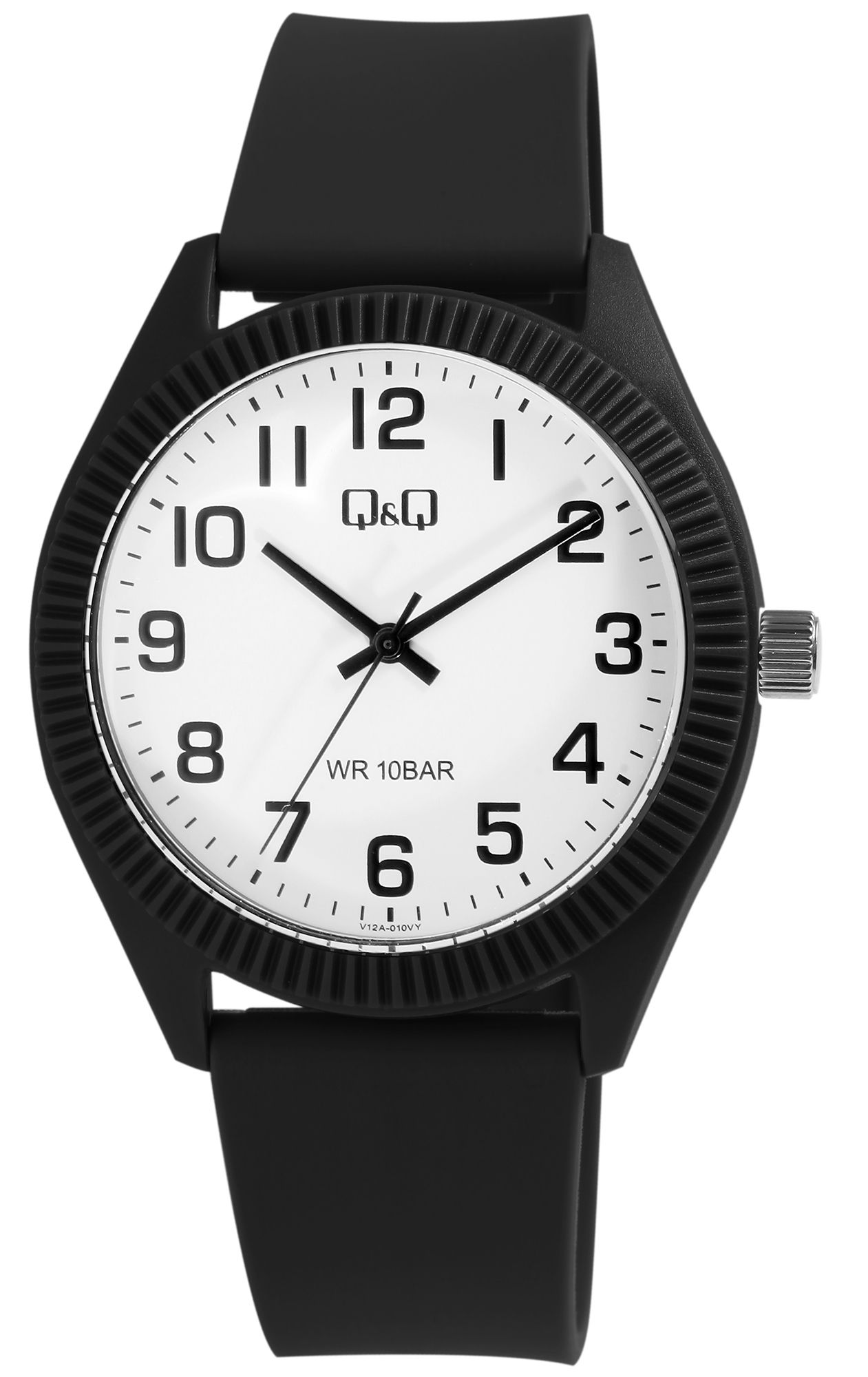 Q&Q Herrenuhr, Silikonarmband, Ø 41 mm, schwarz/ weiß