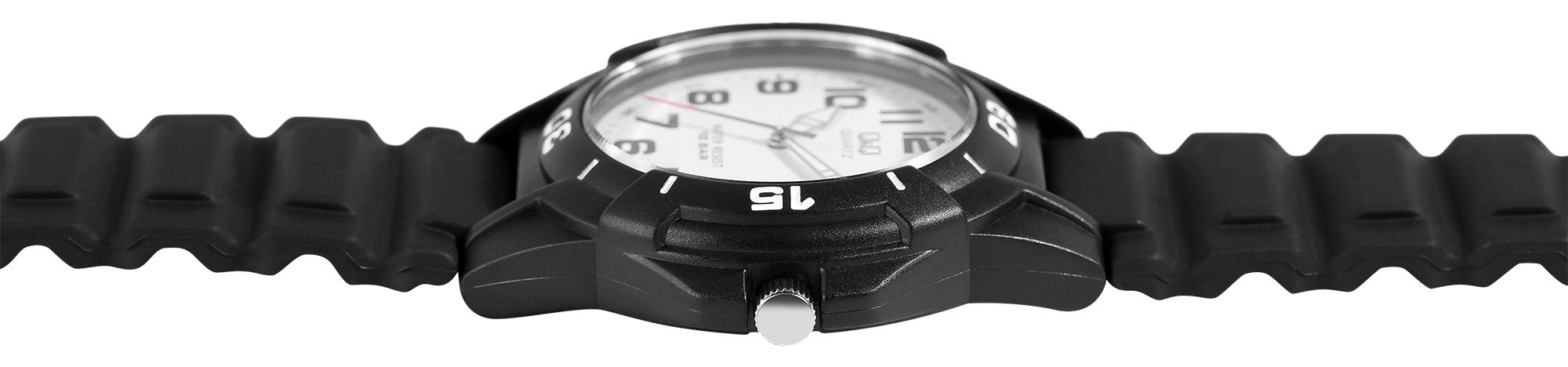 Q&Q Herrenuhr, Kunststoff, Silikonarmband, schwarz, 10 Bar, Ø 40 mm