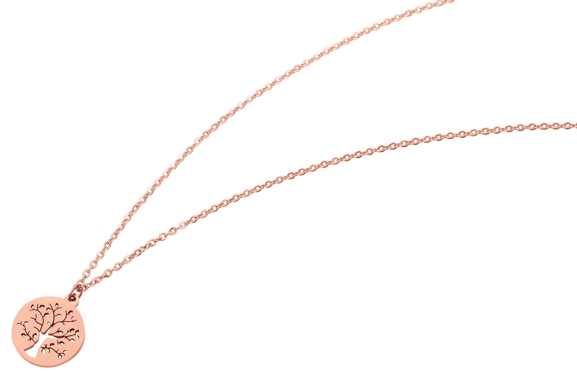 "Enricara", Edelstahl Kette mit Anhänger - Lebensbaum, 43+5 cm, rosegoldfarben