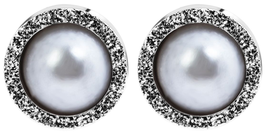 "Margitta" Edelstahl Ohrstecker (Ø 8 mm) mit Perle, silberfarben