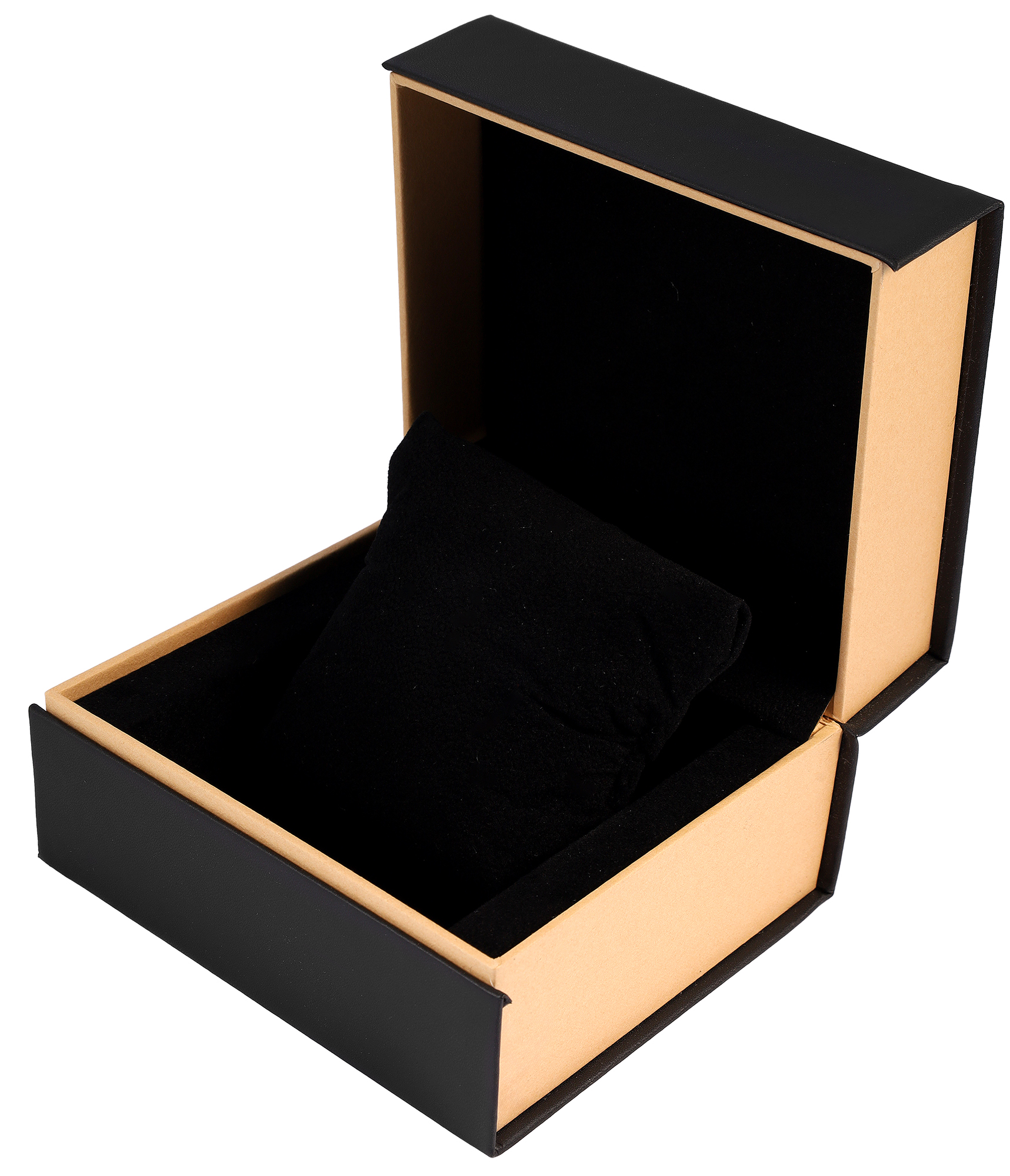 Uhrenbox für eine Uhr, Samt-Kissen , 12,6 x 11 x 8 cm, schwarz/ beige
