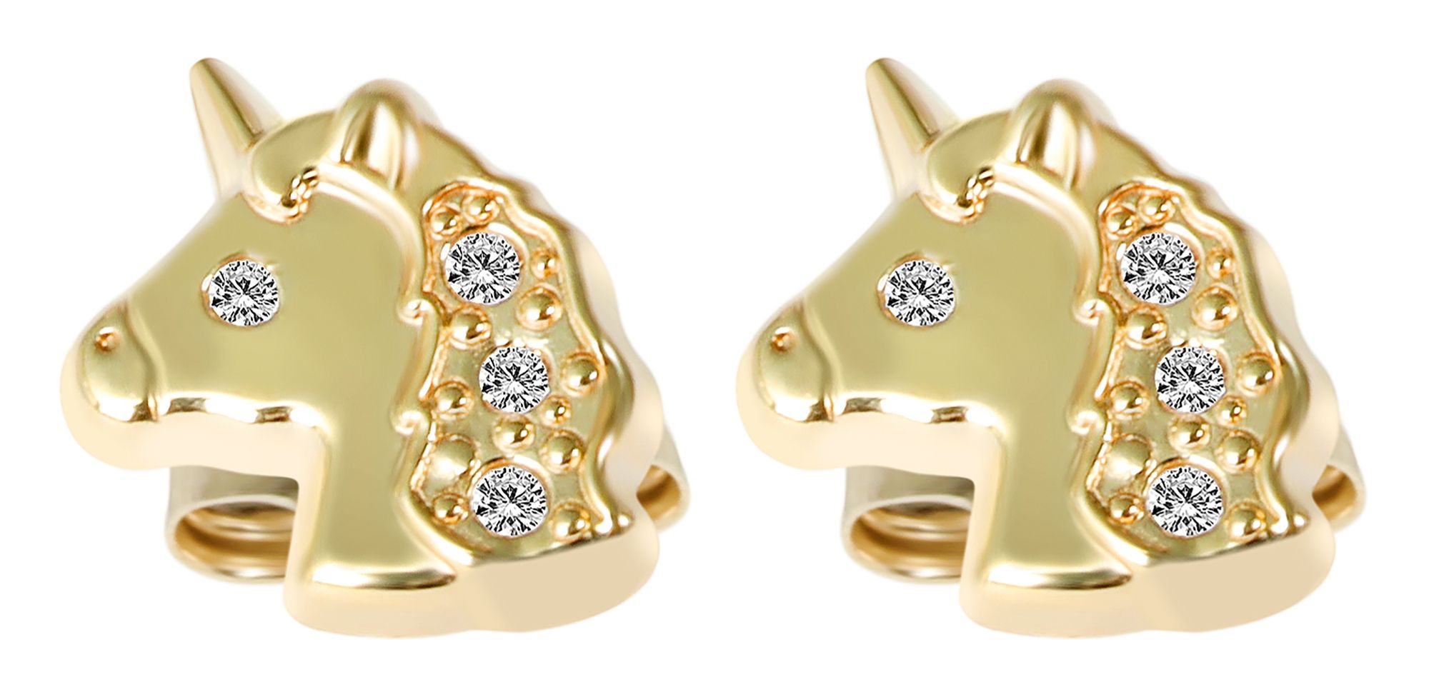 333/- Gold "Kalia" Ohrstecker, Einhorn mit Zirkonia, Gelbgold, 8 Karat, Kinder