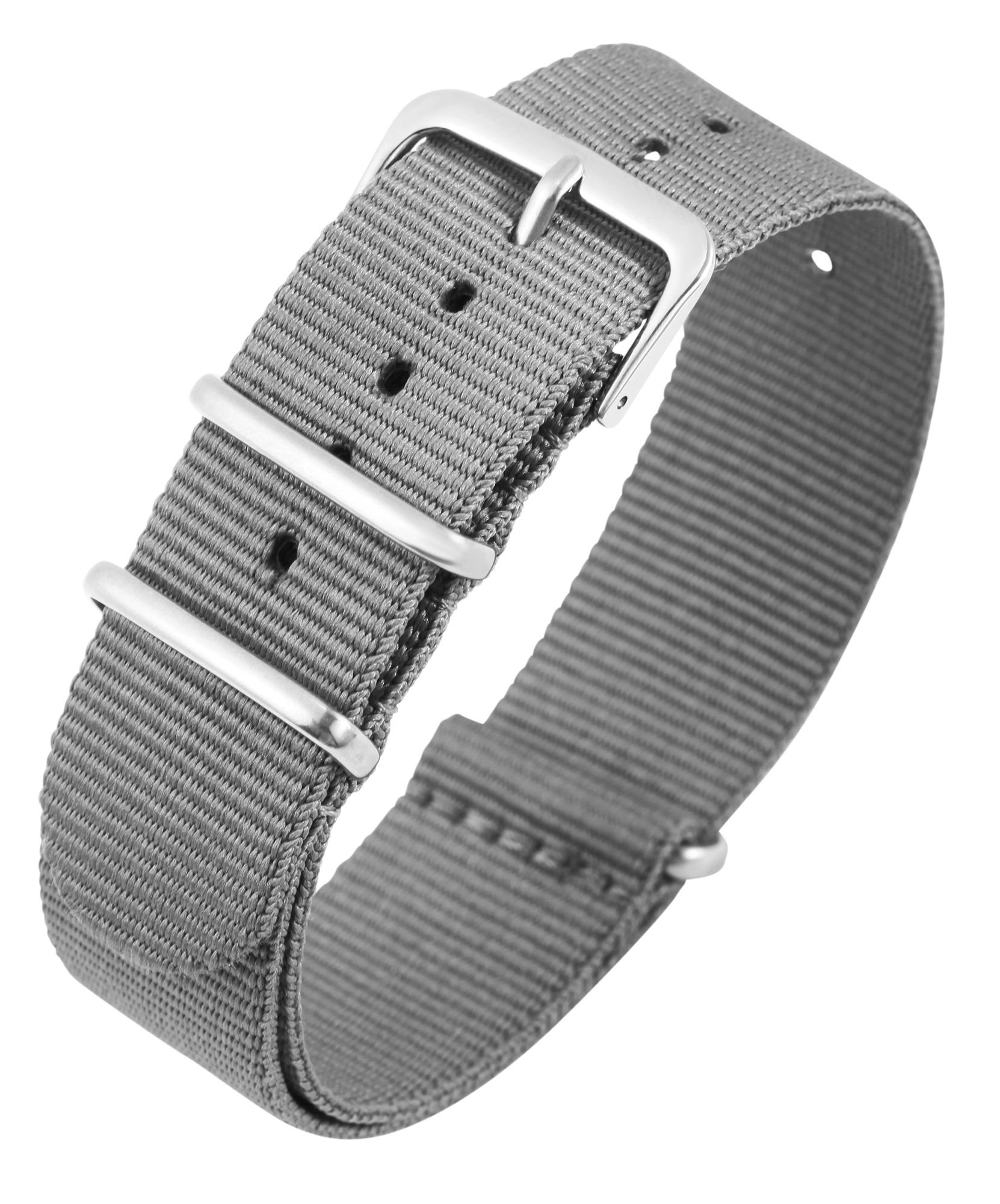 Nylon-Uhrenarmband, grau, Dornschließe, 20 mm