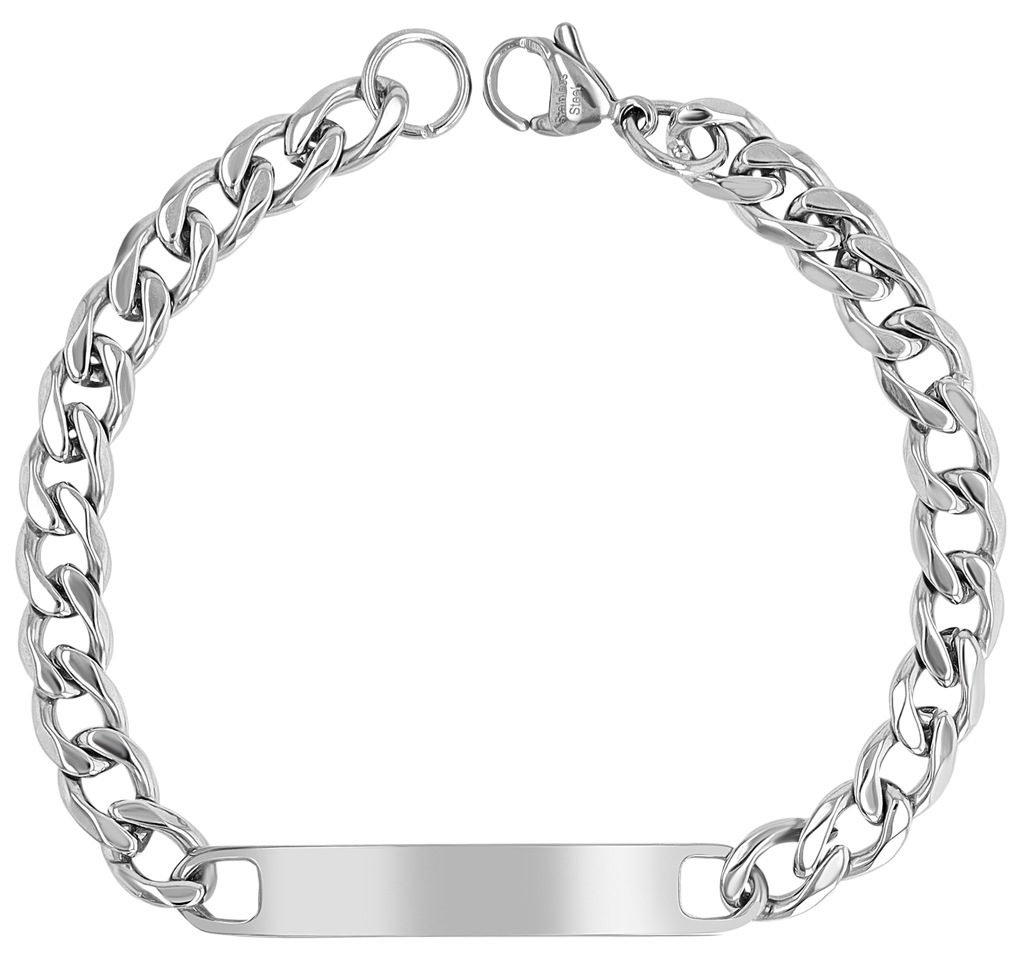 "Irena" Akzent Identarmband, Edelstahl, Gravurplatte 19 cm/ 7 mm