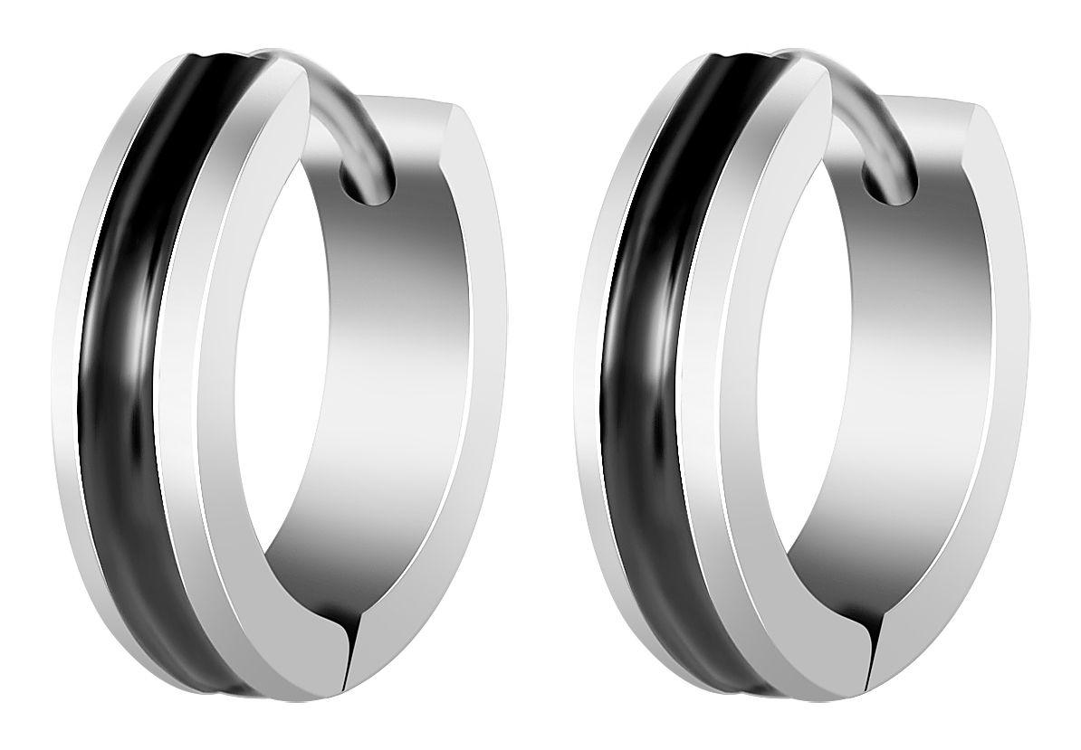 "Ilene" Edelstahl Klapp-Creolen Ø 12 mm, bicolor (silberfarben/ schwarz)