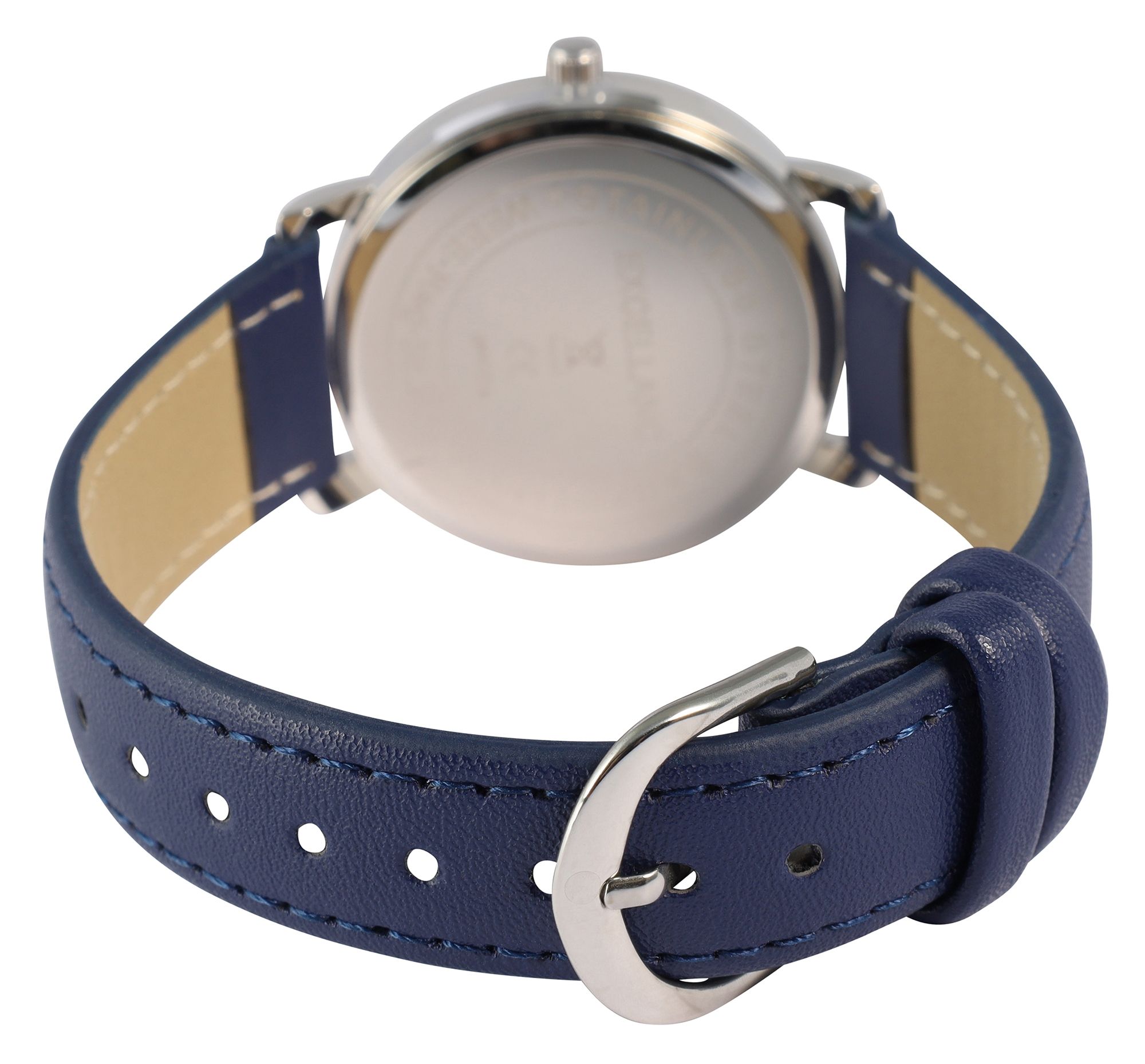 Excellanc Damenuhr mit Lederimitationsarmband, blau/silberfarben