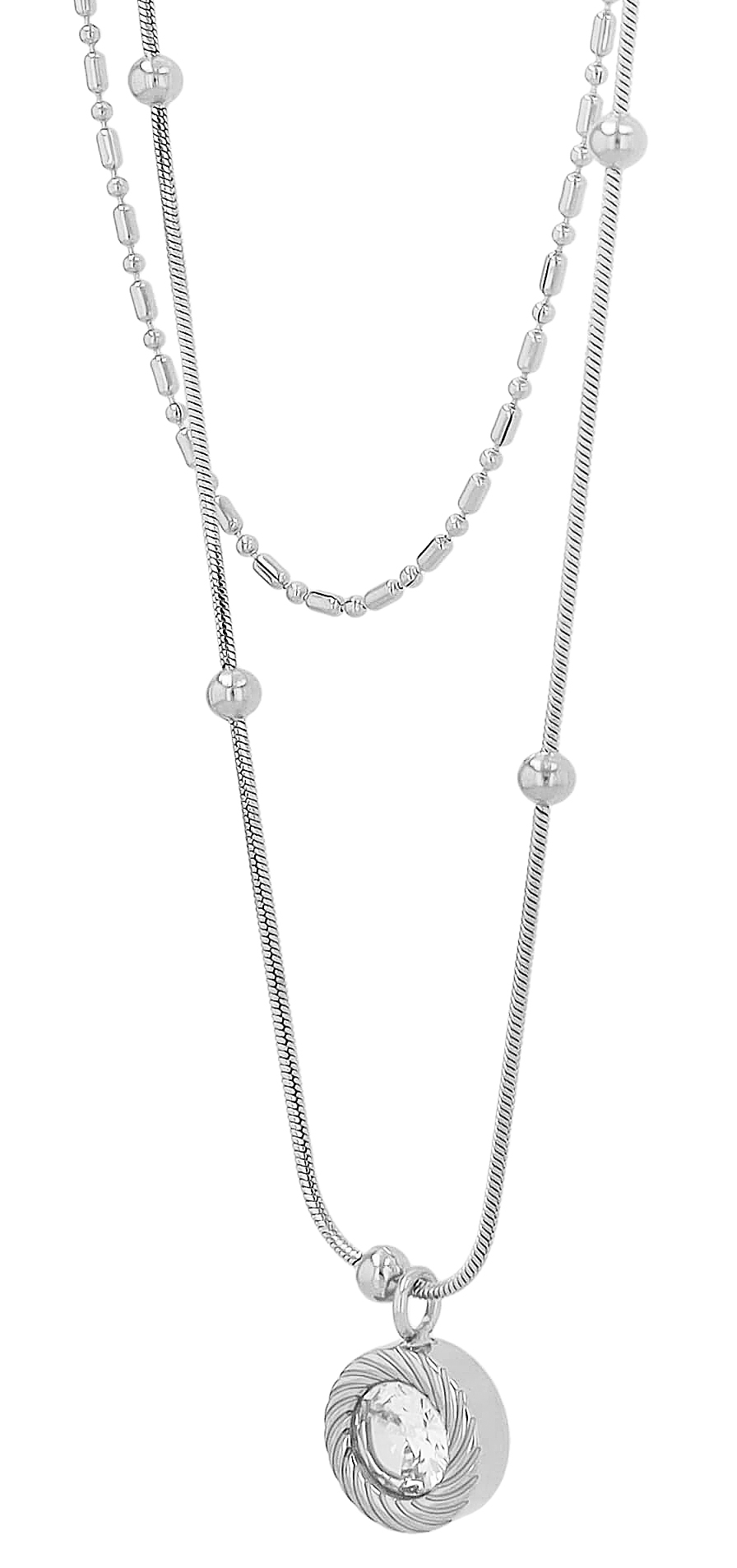 "Derly" Edelstahl Layering Kette mit Anhänger, , 41,5/ 48 + 5 cm, silberfarben