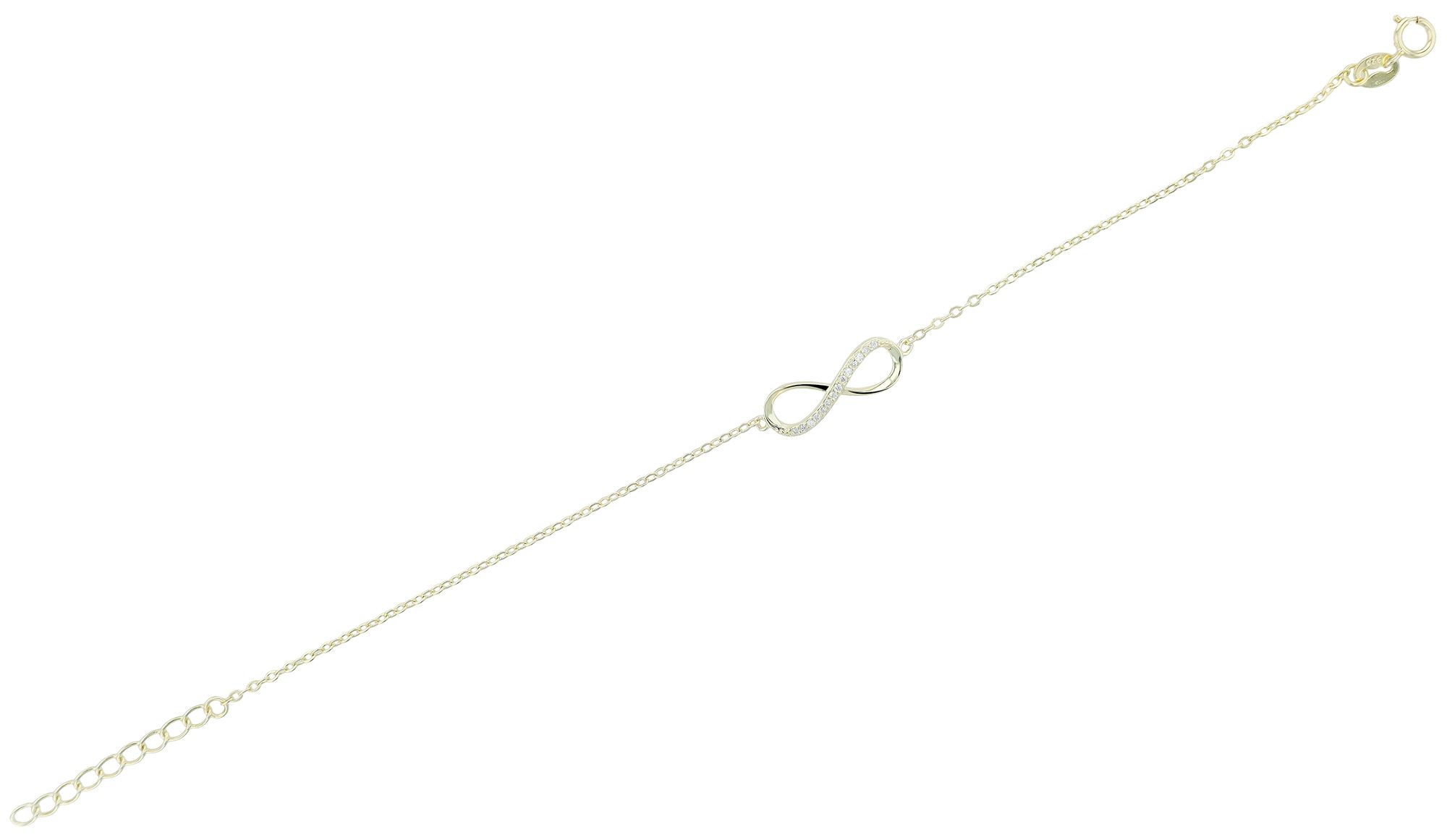 "Florica" 925/- Echt Silber Armband 17 + 3 cm, Infinity , Zirkoniabesatz, vergoldet