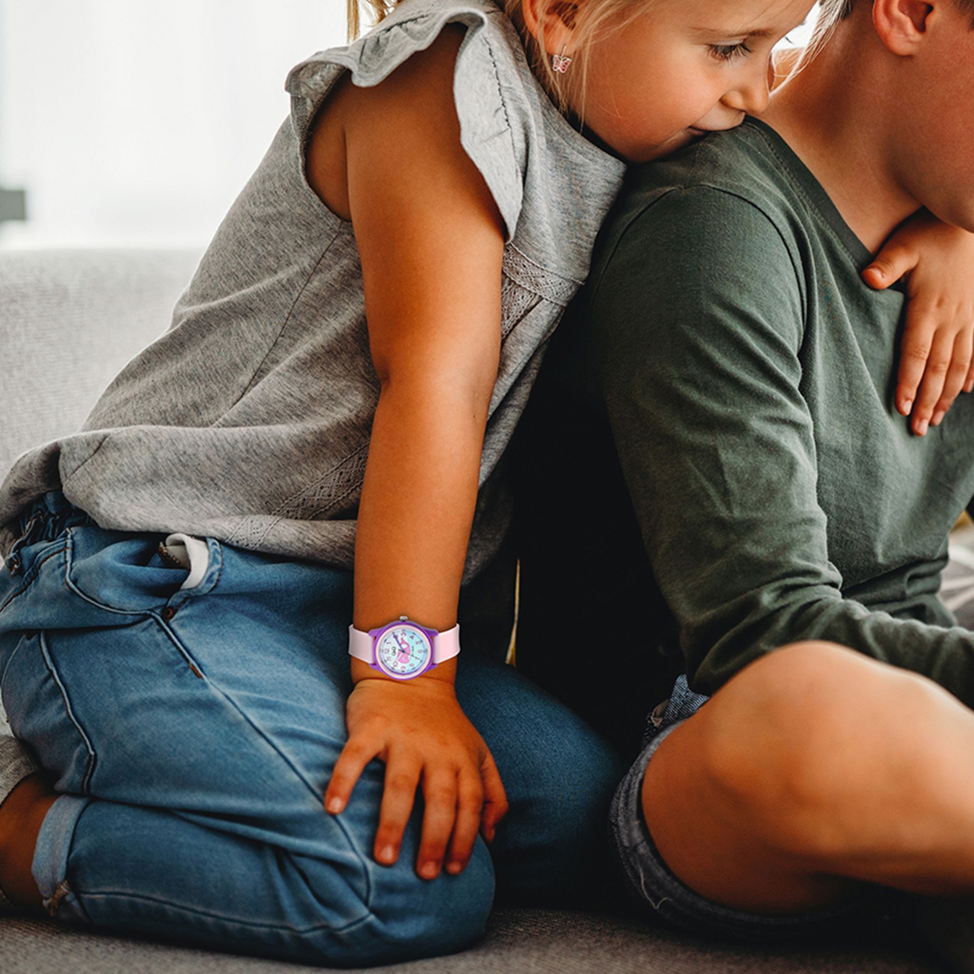 Q&Q Kinderuhr mit Silikonarmband, "Wal", 10 Bar, rosa