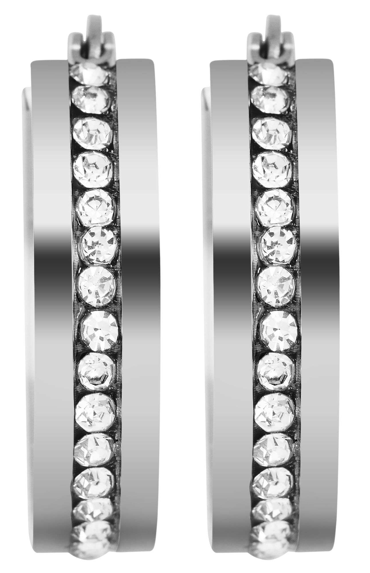 "Cheyenne" Akzent Edelstahl Creolen Ø 21 mm, Simili, silberfarben