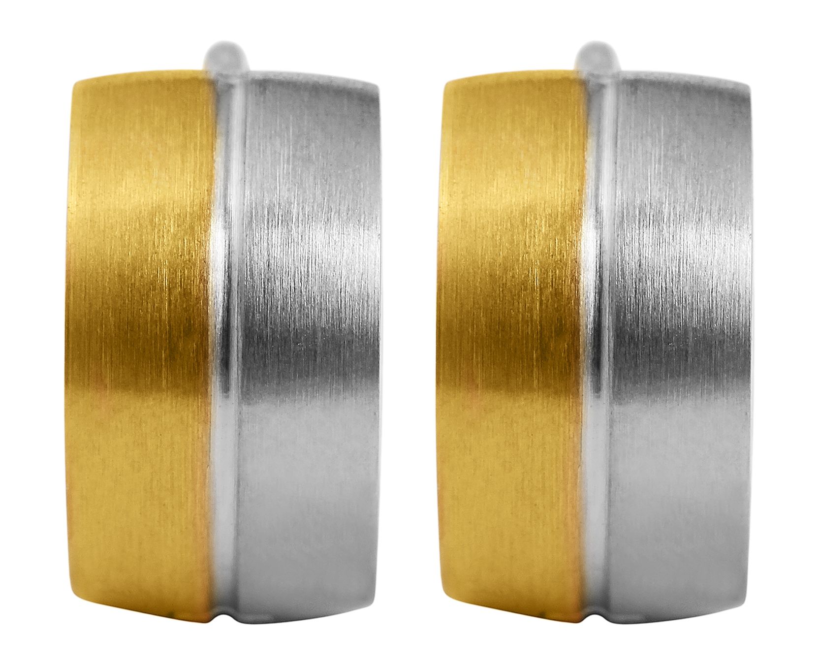 "Fabelle" Edelstahl Klapp-Creolen Ø 9 mm, matt, bicolor (gold- & silberfarben)