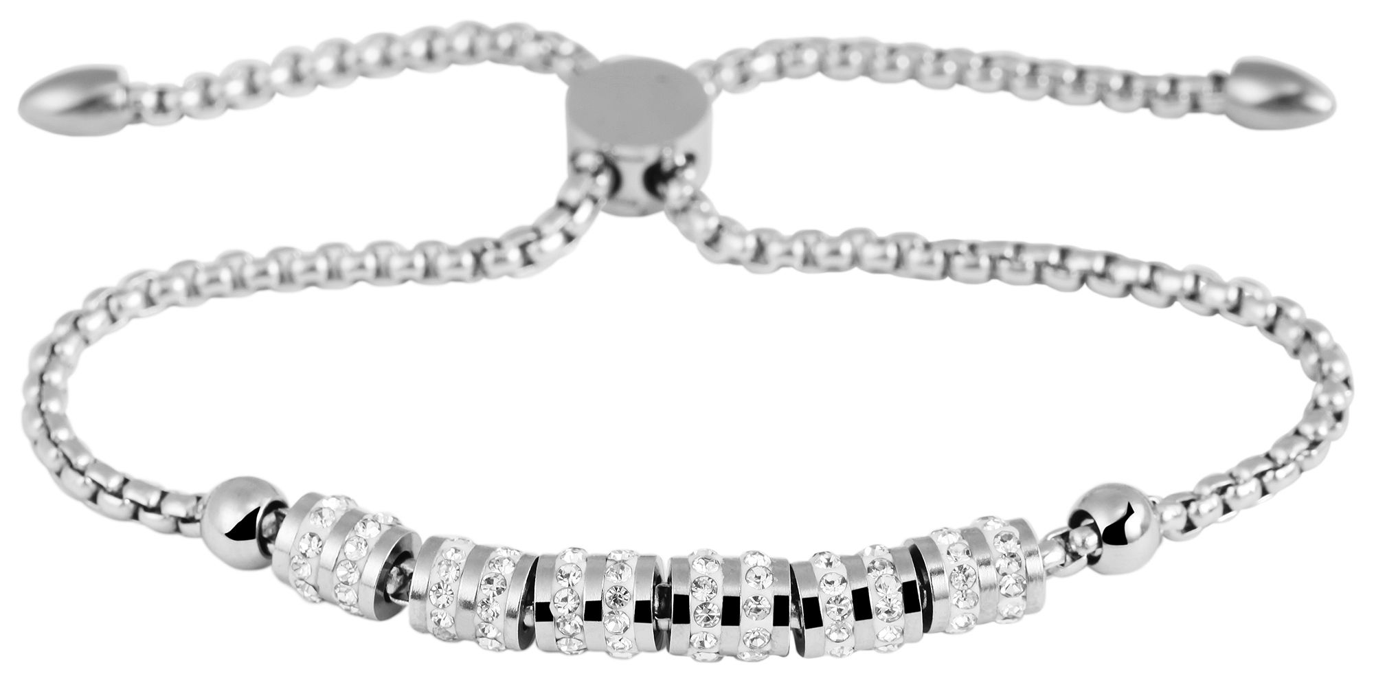Akzent Armband, Edelstahl, Similibesatz, silberfarben