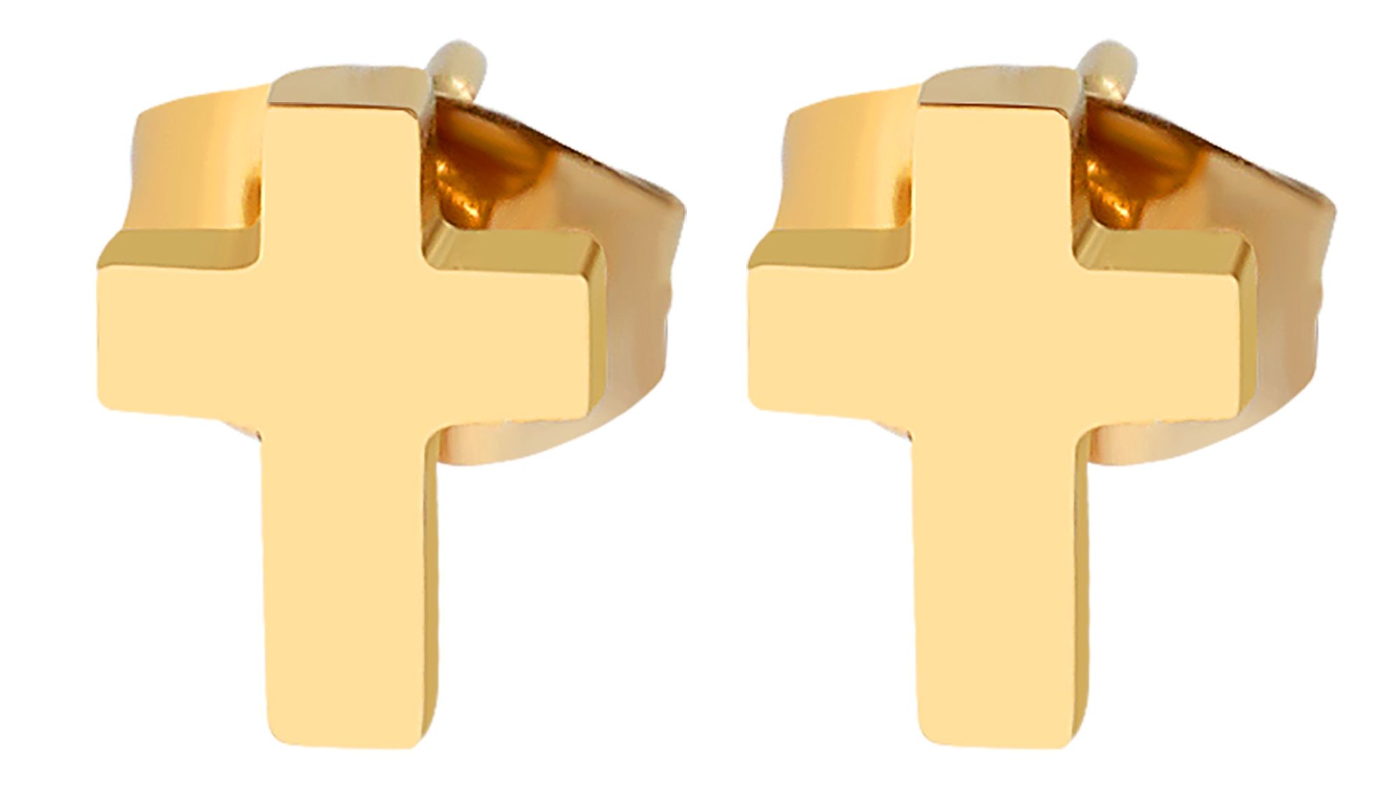 "Adeni", Edelstahl Ohrstecker, Kreuz, Ionenplattiert, goldfarben
