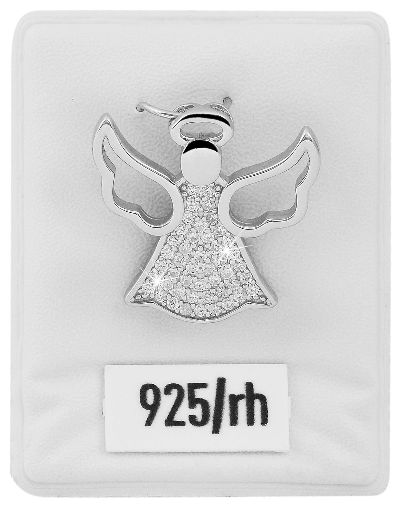 925/- Echt Silber Anhänger ohne Kette "Emeli", Schutzengel mit Zirkoniabesatz, 925/rhodiniert
