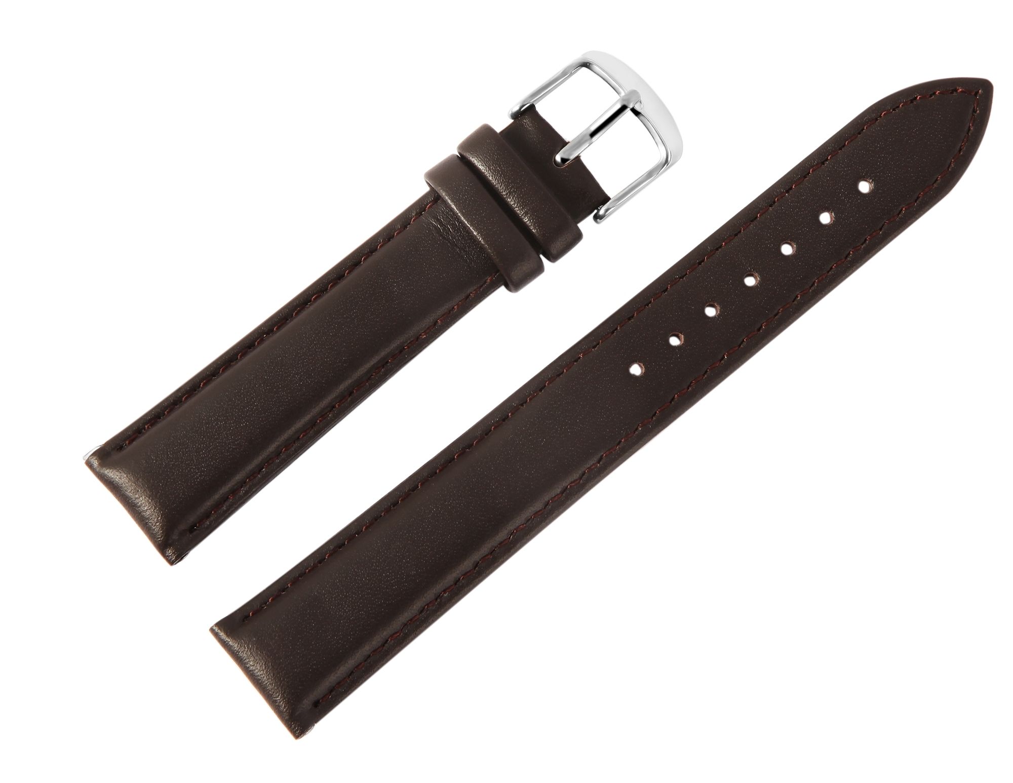 Echtleder-Uhrenarmband, dunkelbraun, 12 mm