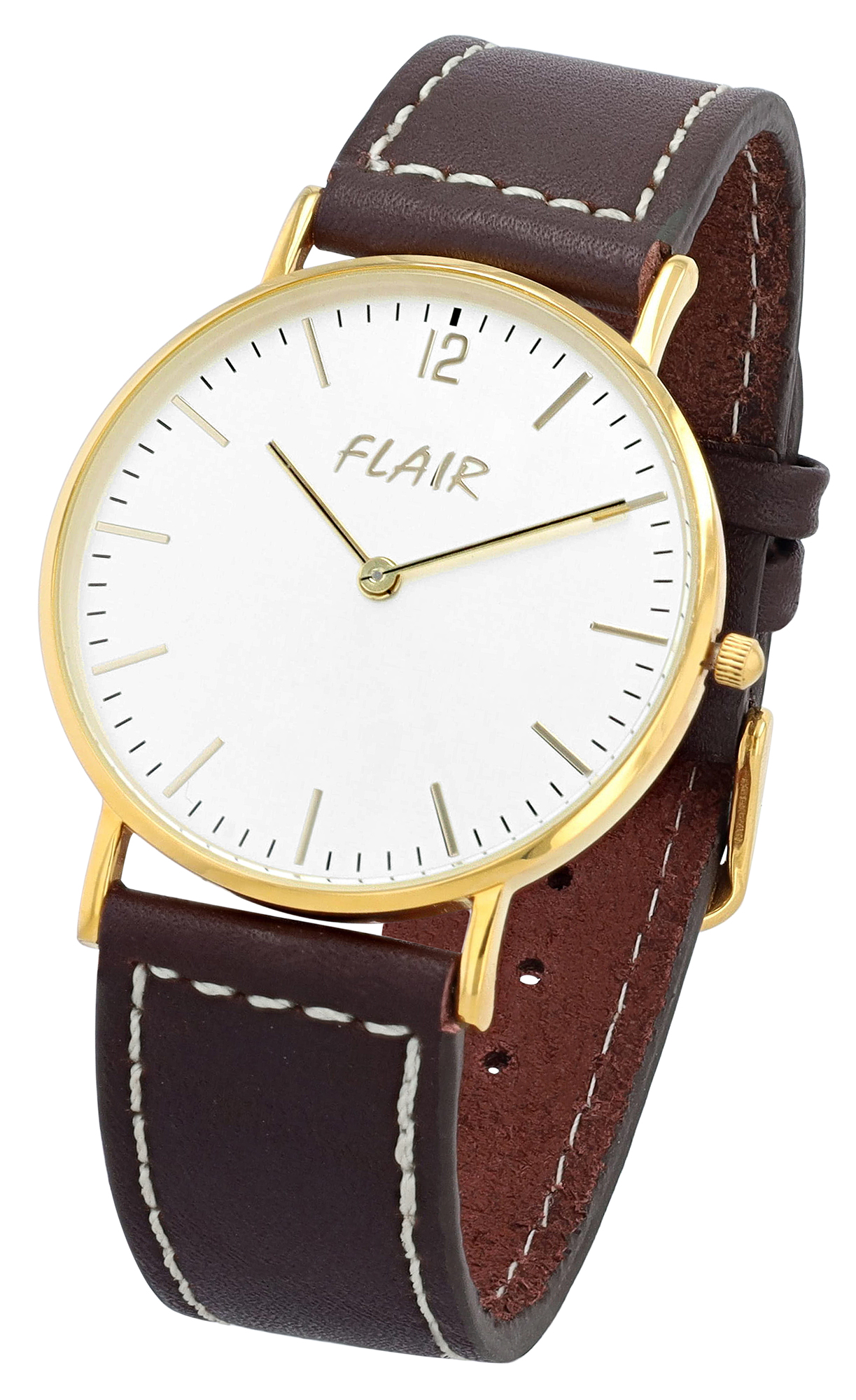 Flair Herrenuhr  Echt Leder, Ø 40 mm