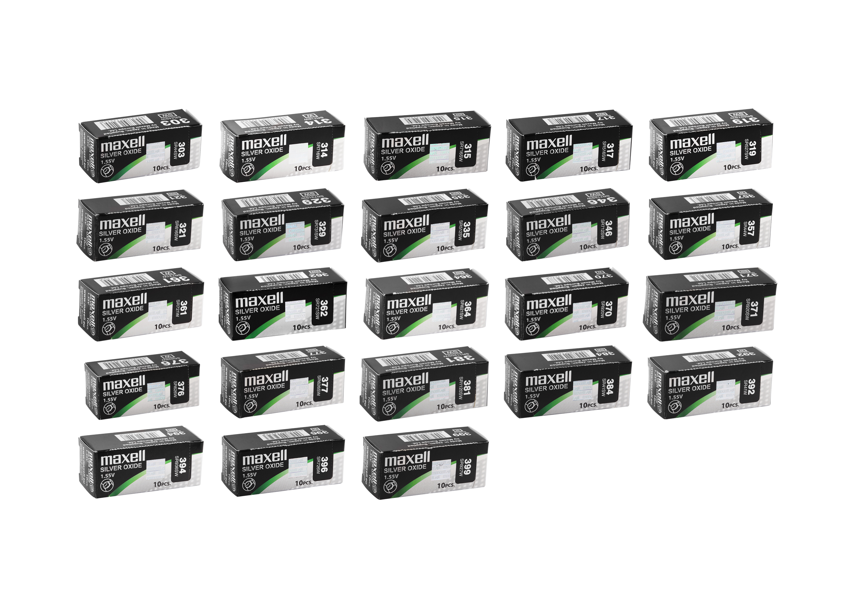 MAXELL Knopfzellen, 0% Quecksilber, VE 10 Stk 301 - 399