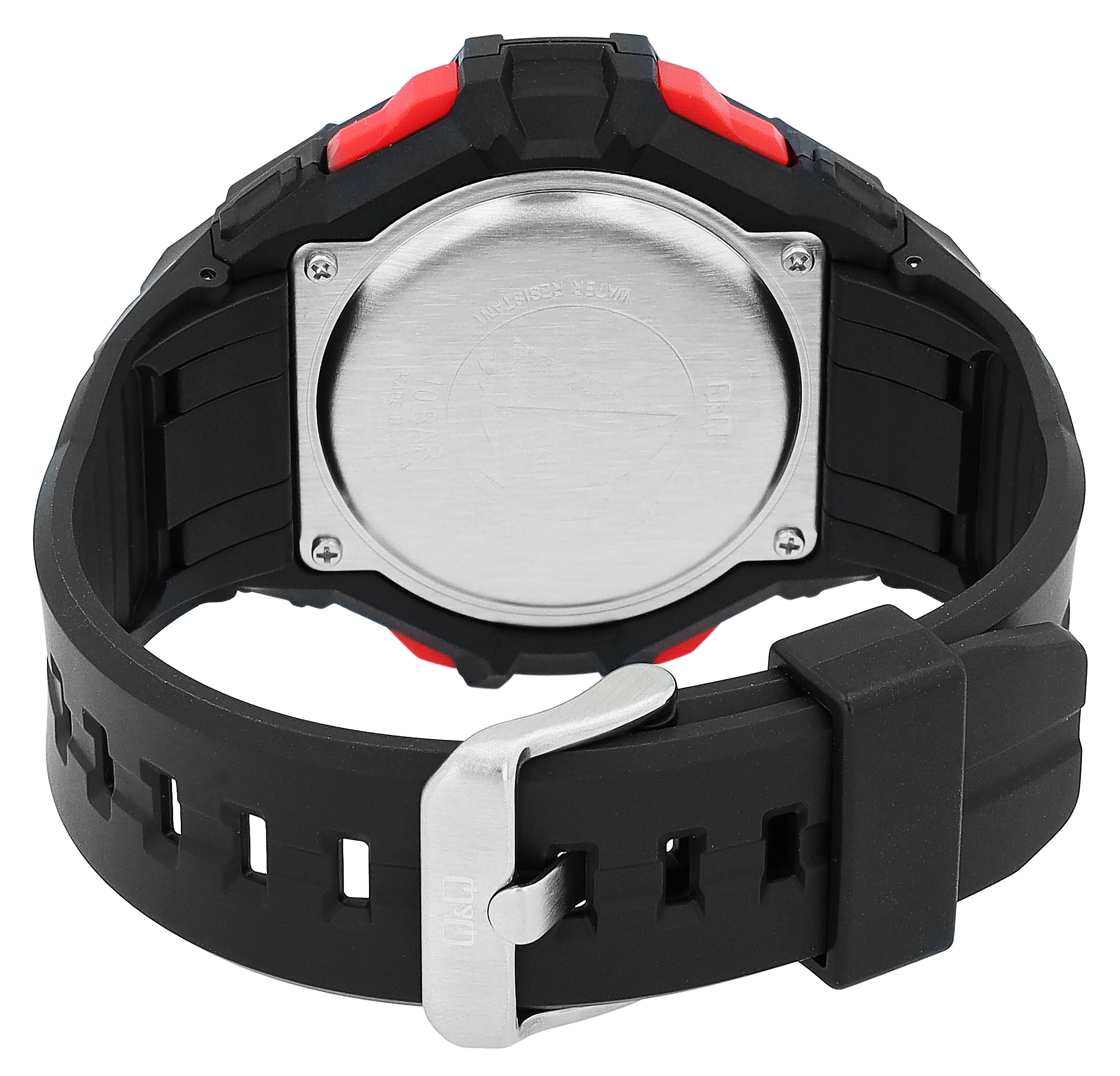 Q&Q Herren Digitaluhr, Silikonarmband, multifunktion, schwarz/rot