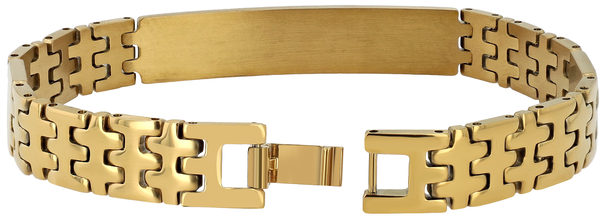 "Rasa", Akzent Gliederarmband, Edelstahl, Gravurplatte, goldfarben, 20 cm
