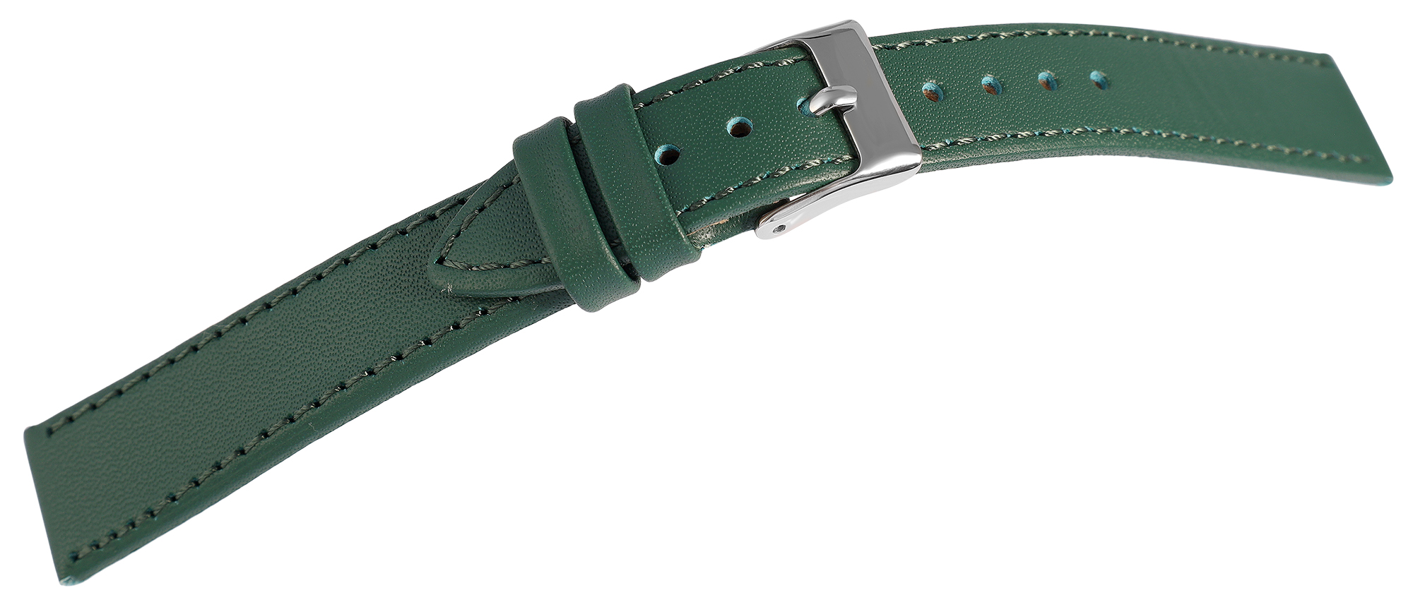 Echtleder-Uhrenarmband "super-soft", grün, Naht,14 mm