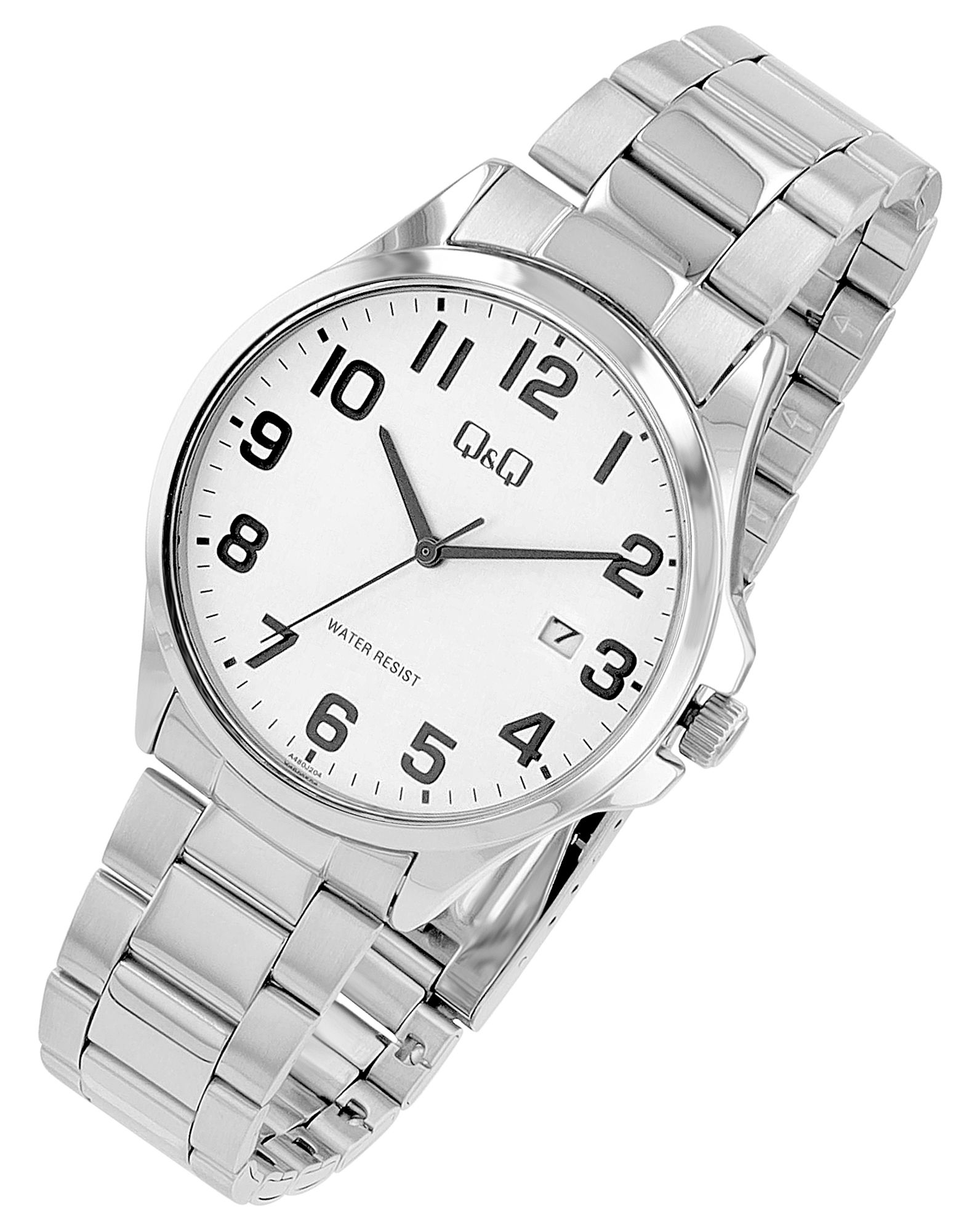 Q&Q Herrenuhr mit Edelstahlarmband, silberfarben/ZB weiß