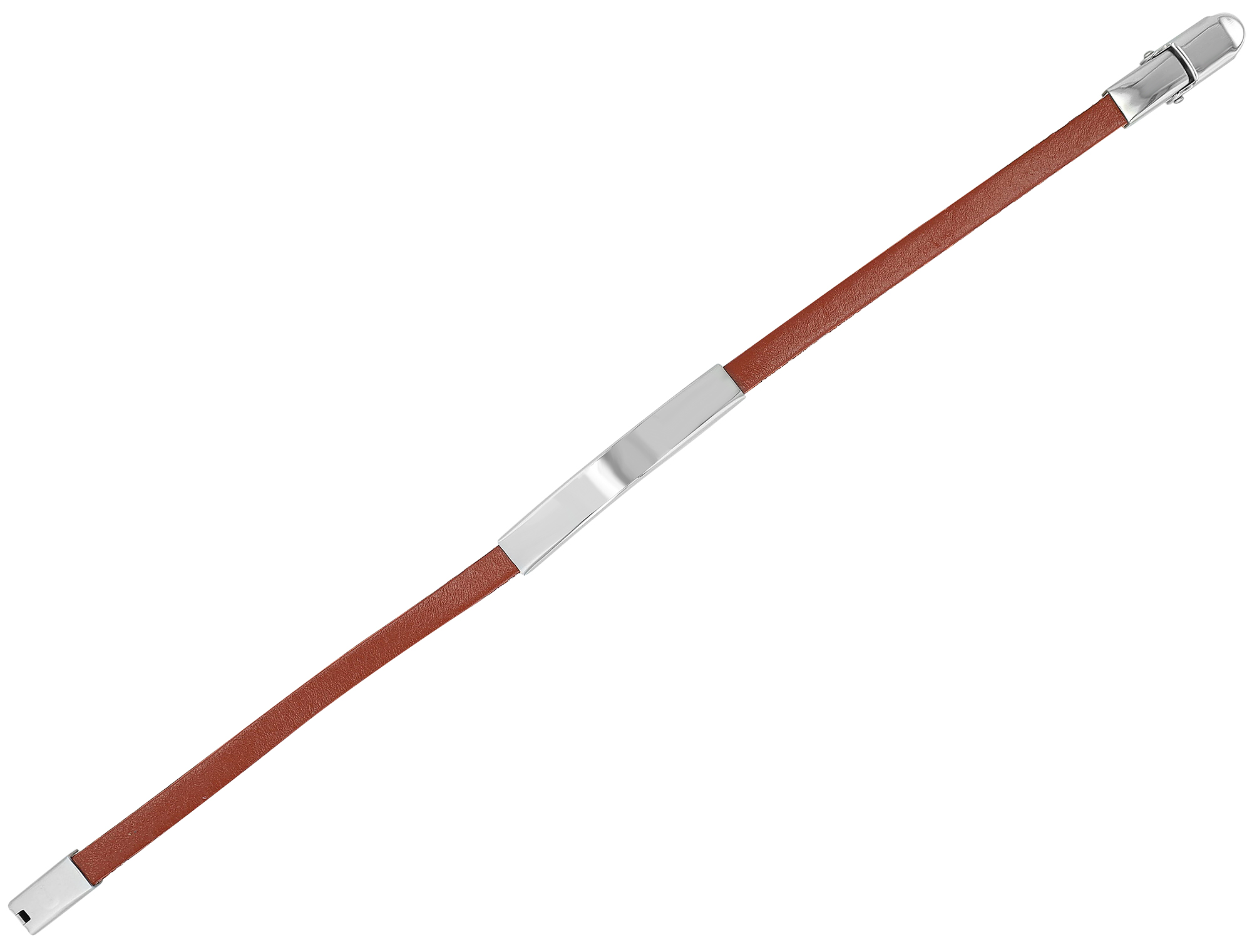 "Colin", Echtlederarmband, Edelstahlgravurplatte, hellbraun/silberfarben, 21 cm