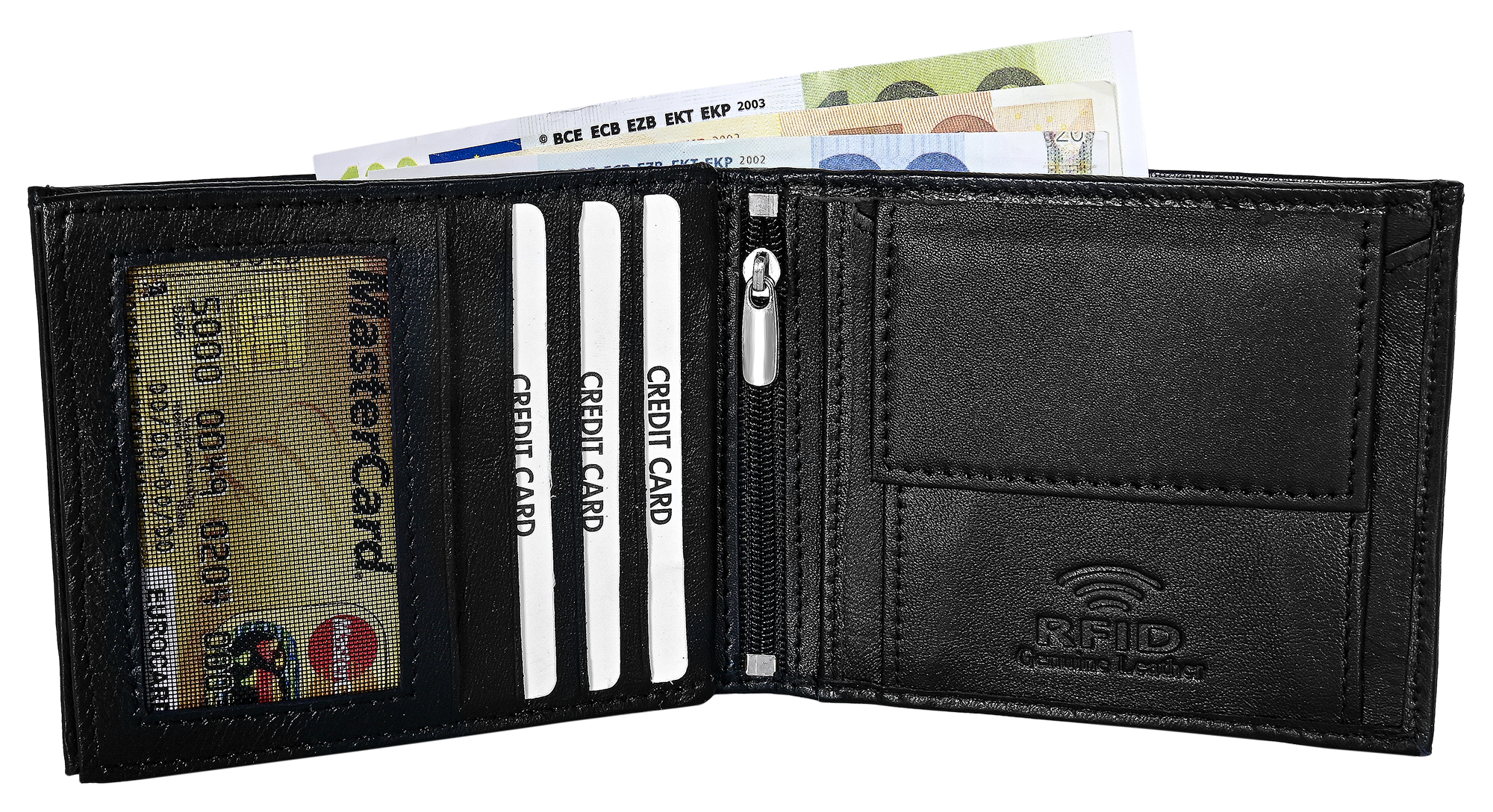 Steinmeister Echtleder Geldbörse, RFID, Querformat, schwarz