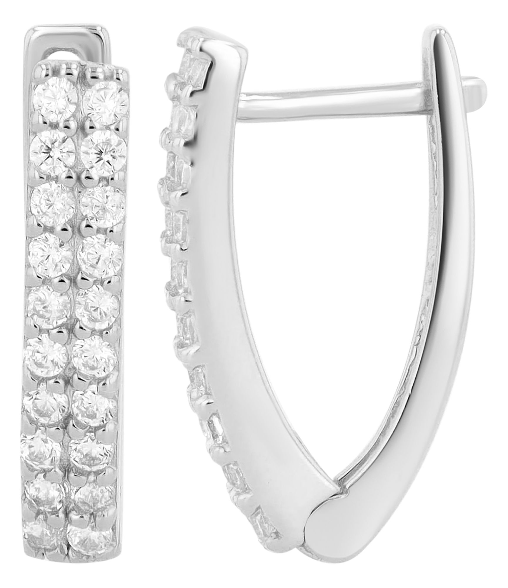 "Aliki" 925/- Echt Silber Creole mit Zirkoiabesatz V-Form, rhodiniert