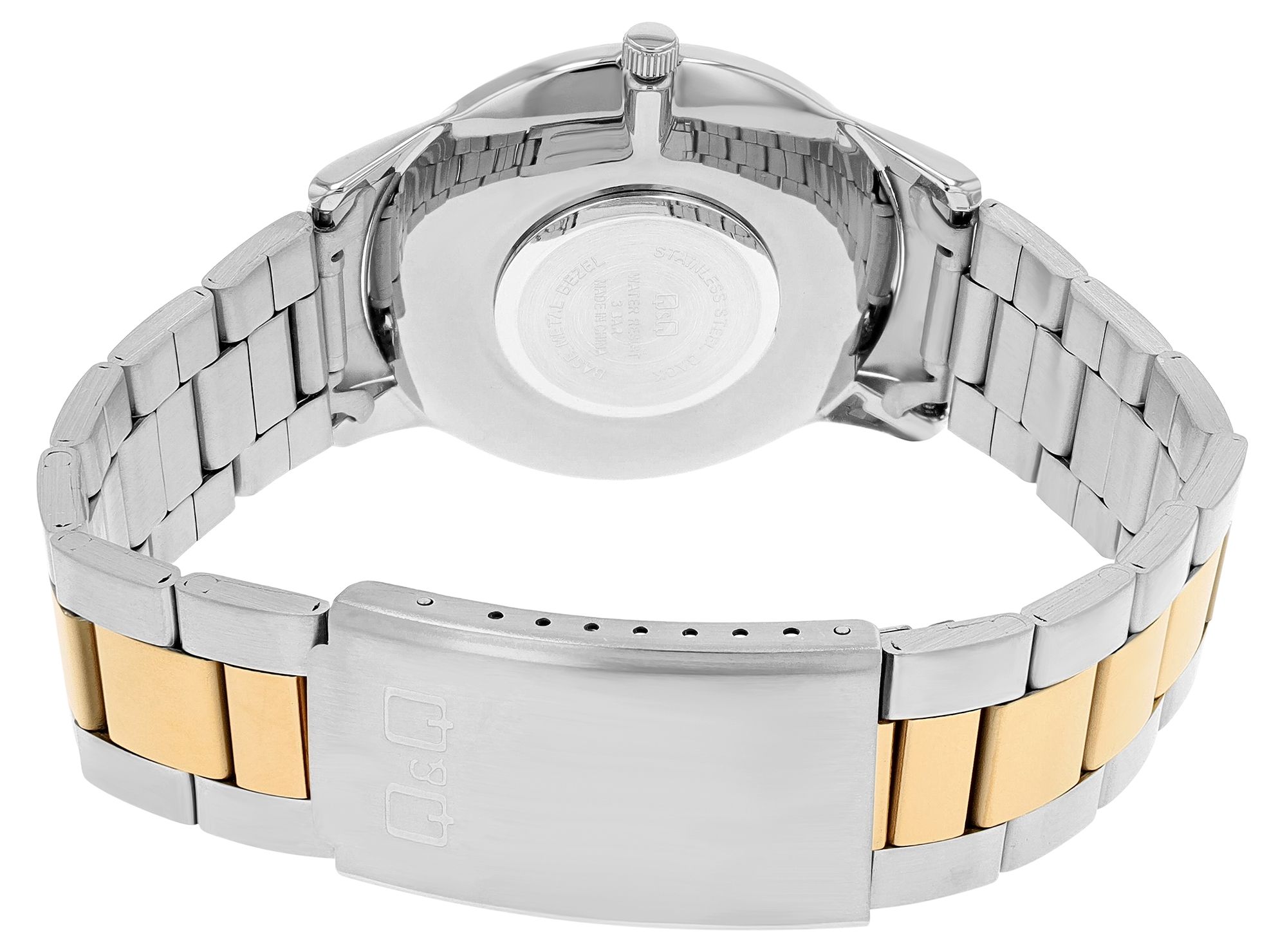 Q&Q Herrenuhr, Gliederarmband, Edelstahl, silberfarben/goldfarben, 3 ATM, Ø 40 mm