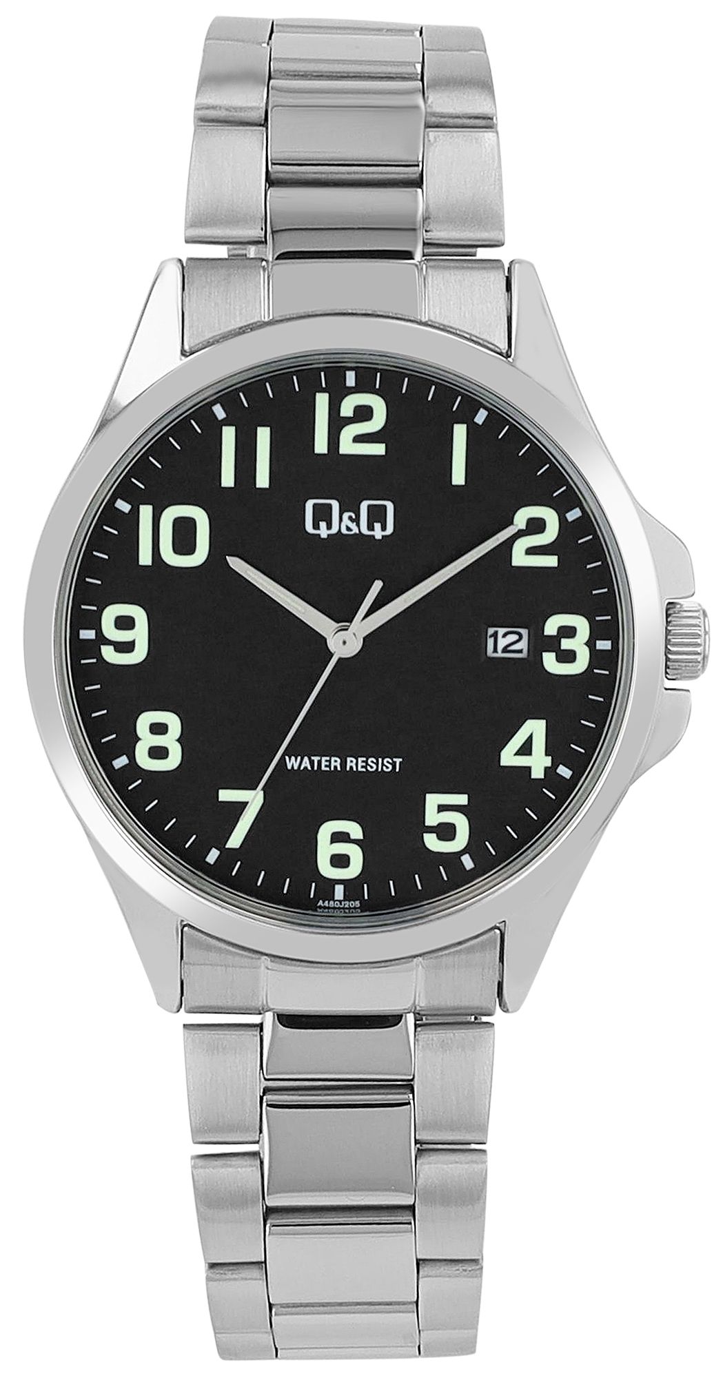 Q&Q Herrenuhr mit Edelstahlarmband, silberfarben/ZB schwarz