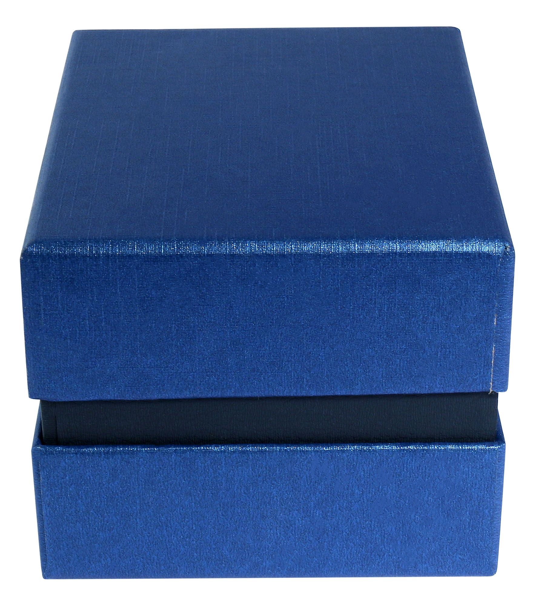 Uhrenbox mit abnehmbarem Deckel, Pappe, 11 x 9 x 7 cm, blau