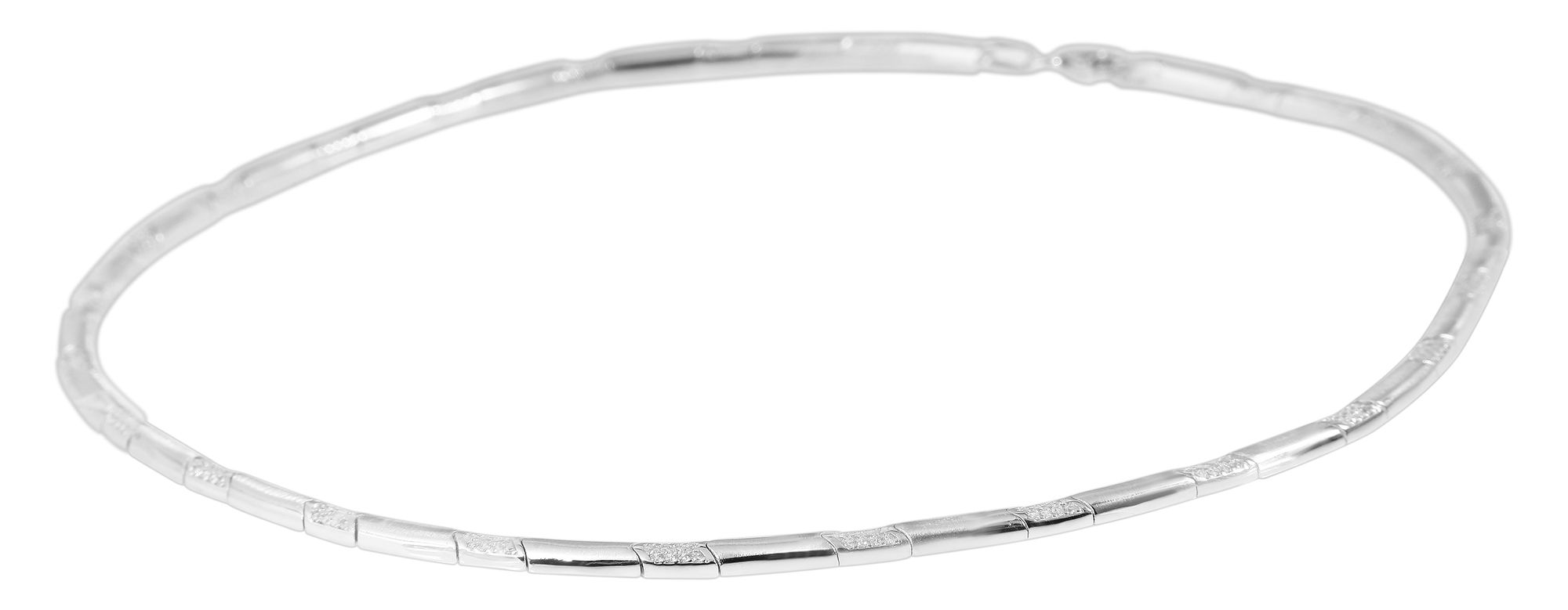 925/- Echt Silber Halskette "Madita", Zirkoniabesatz, mattiert, 925/rhodiniert