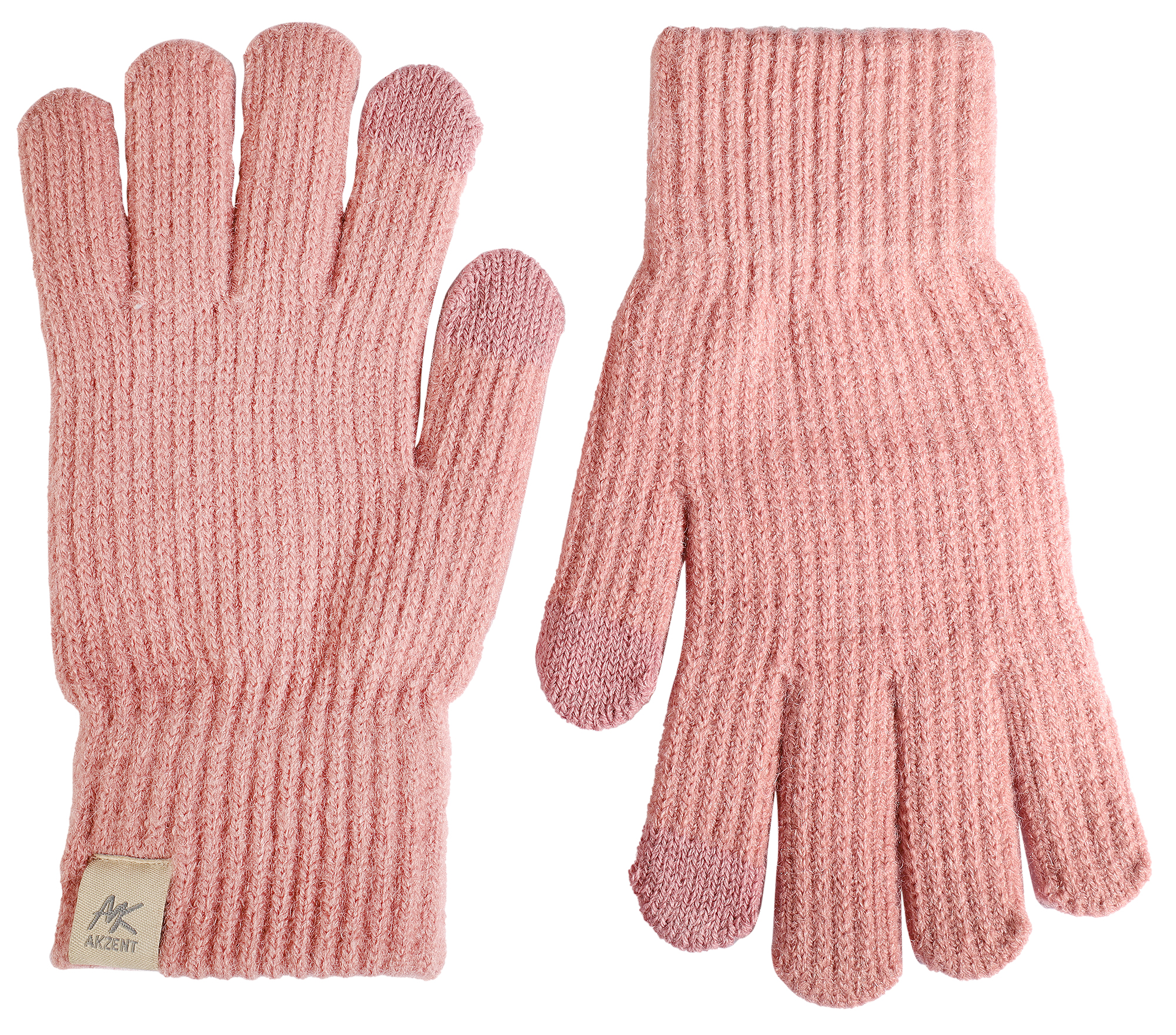 Damen-Handschuhe, Gr M, altrosa, Touch-Finger, 100% Polyester, VE-4