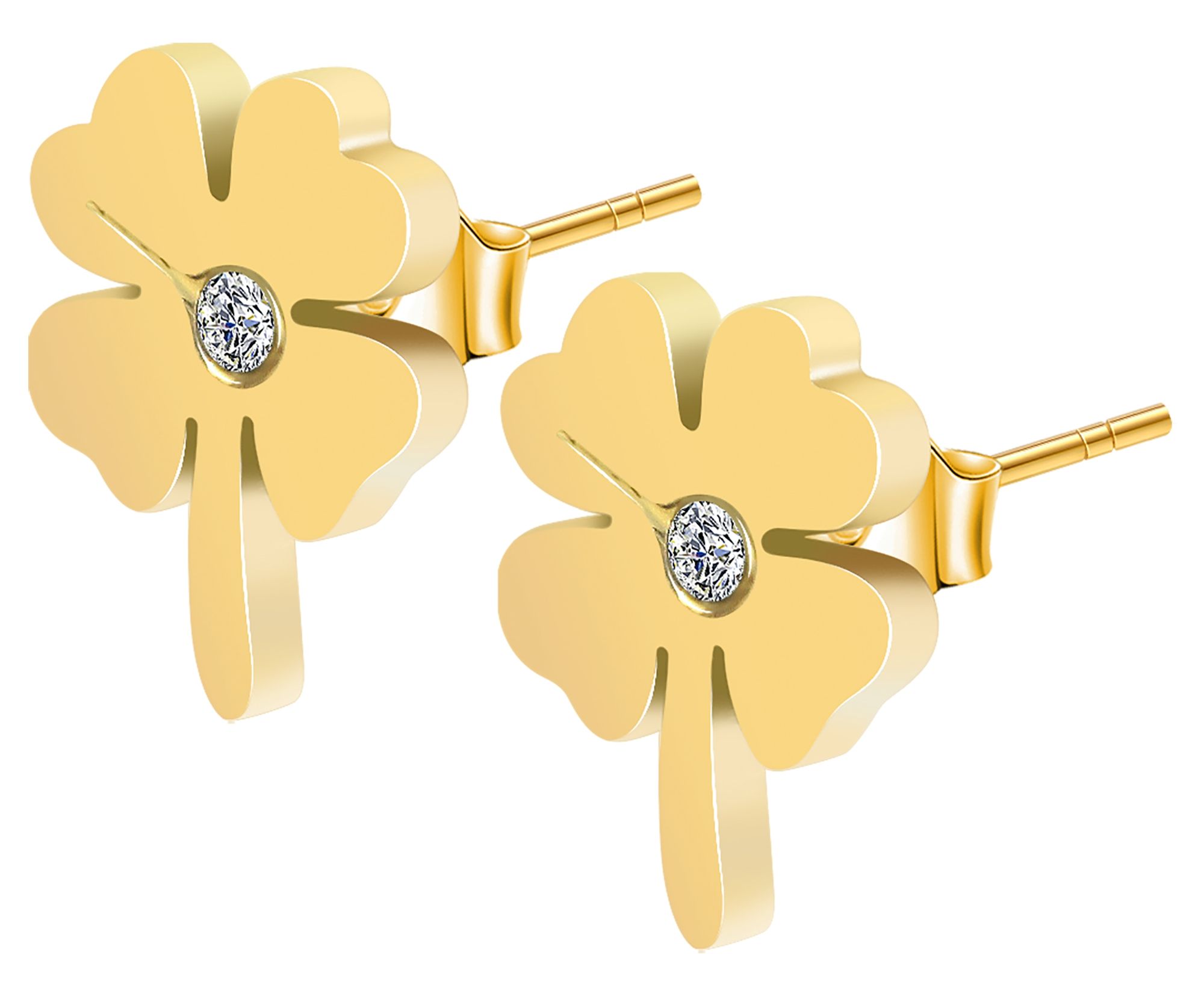 "Dayna" Edelstahl Ohrstecker Kleeblatt, goldfarben