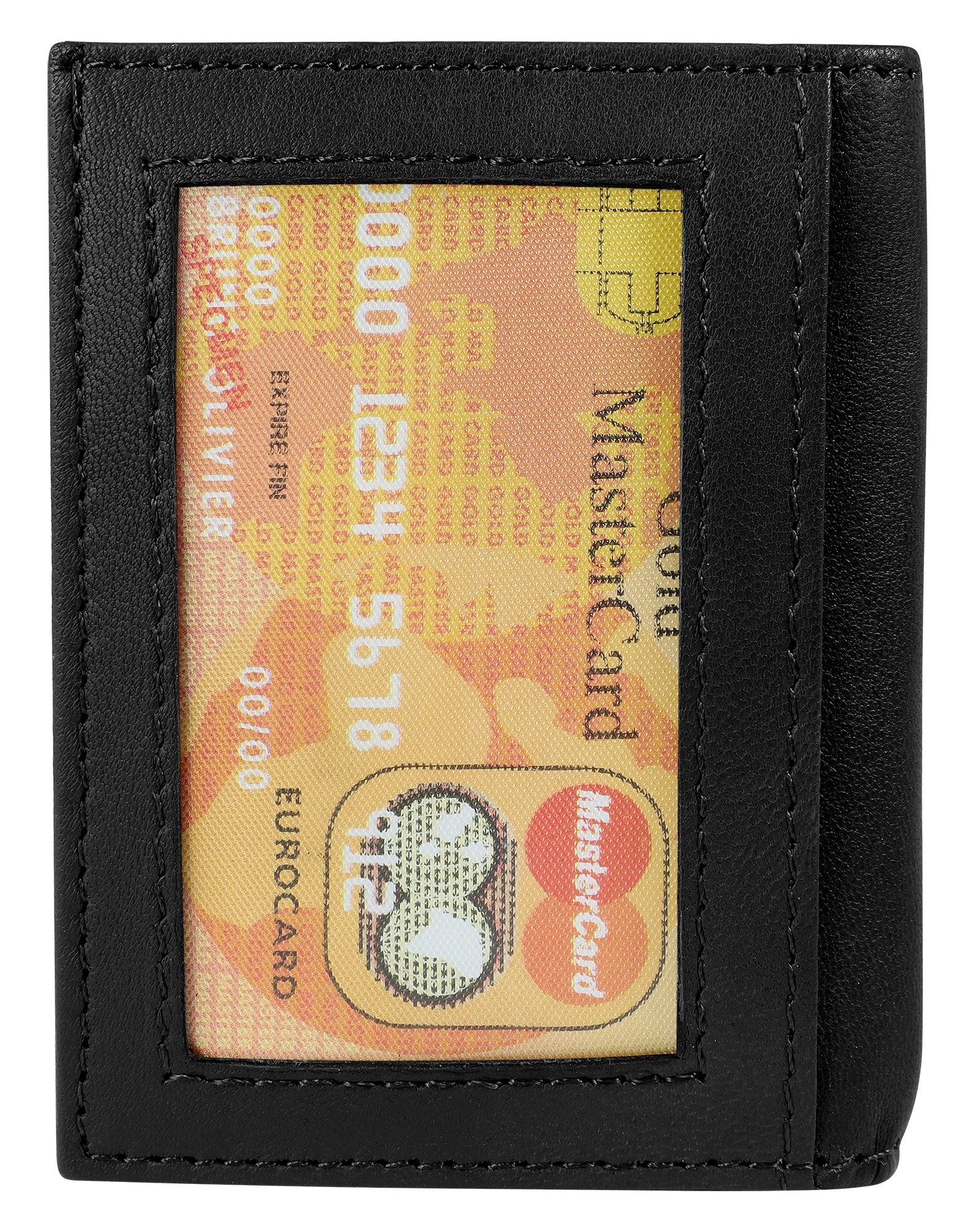 Excellanc Mini-Geldbörse aus Echtleder, Hochformat, schwarz