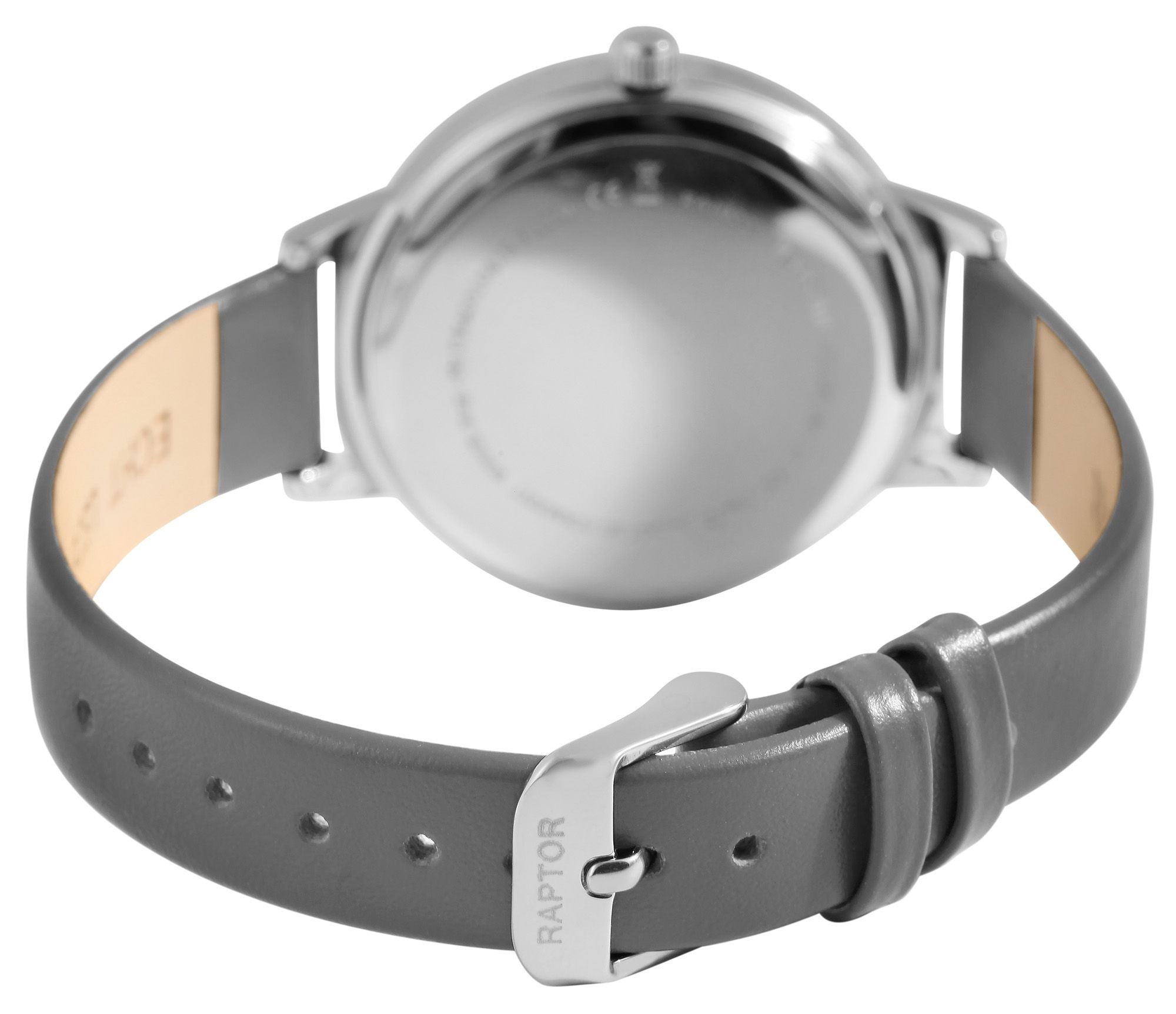Raptor Damenuhr "Tess" mit Echtlederarmband, grau/silberfarben