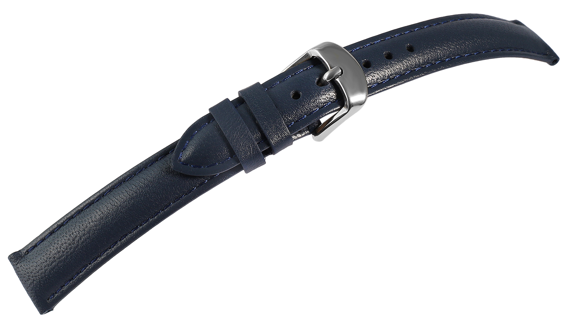 Gr 18 mm Uhrenarmband aus Echtleder in dunkelblau, genäht