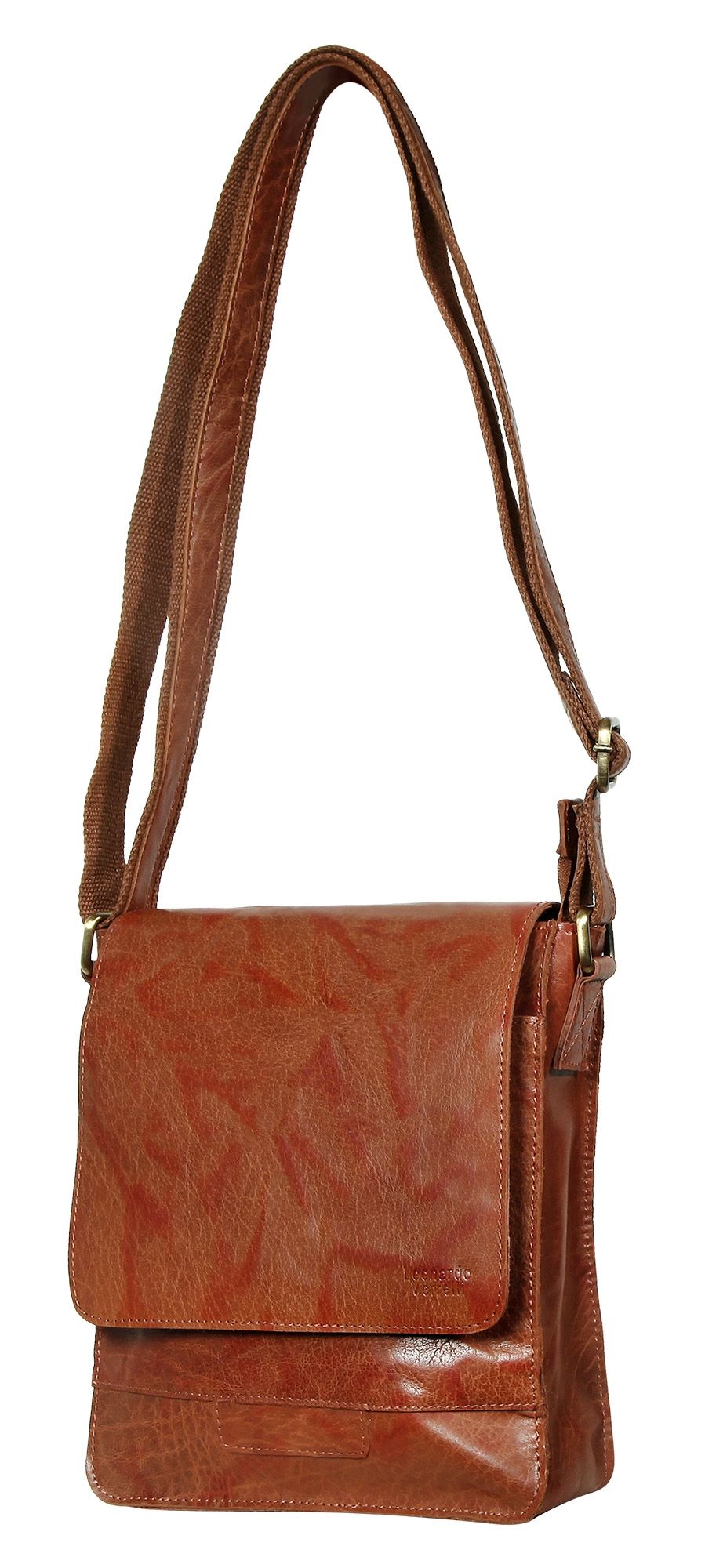 Leonardo Verrelli, Echtleder (Vintage-Leder im Washed-Look), cognac