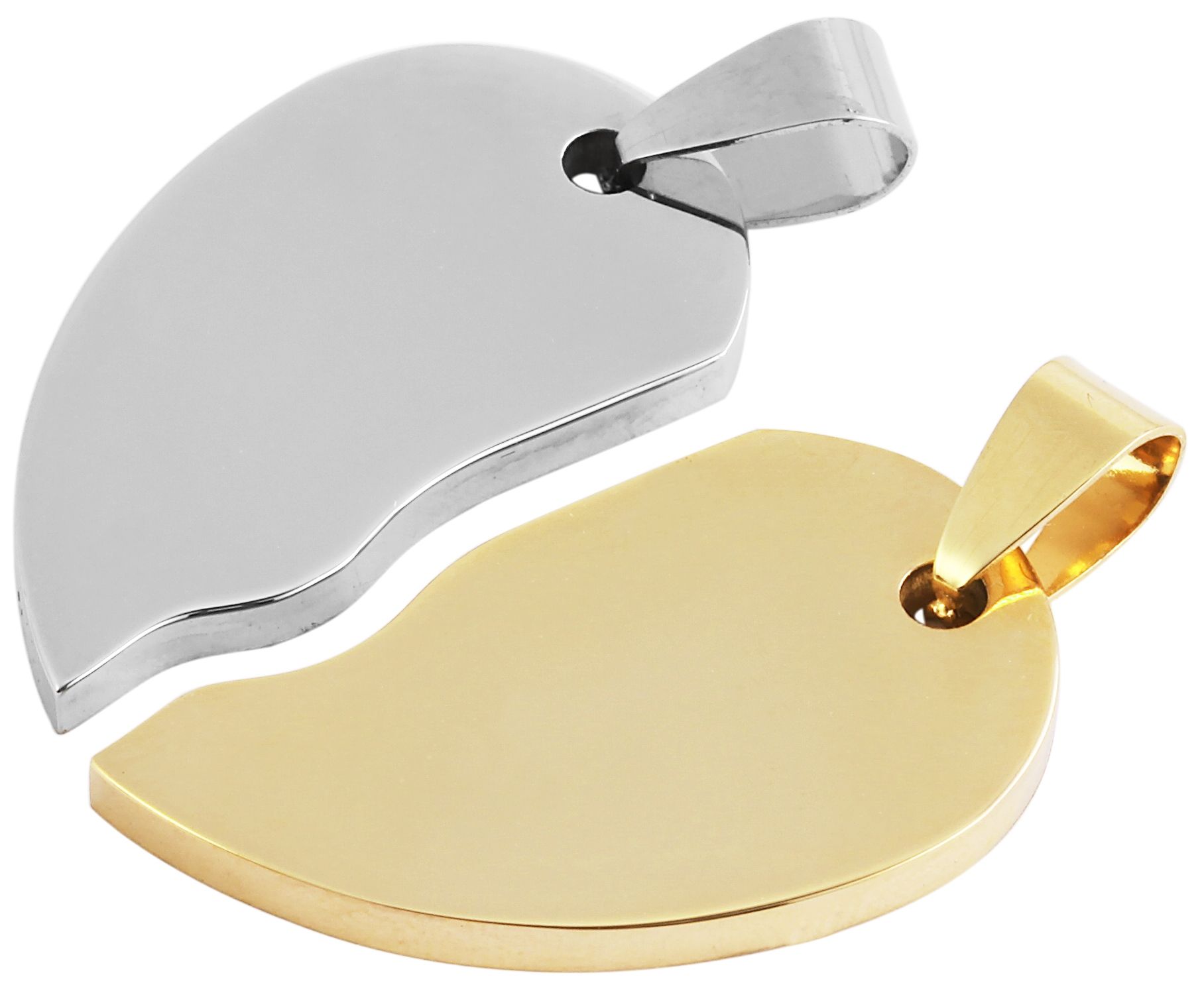 Akzent Edelstahl Partneranhänger, Gravur, herzförmig, silberfarben, goldfarben